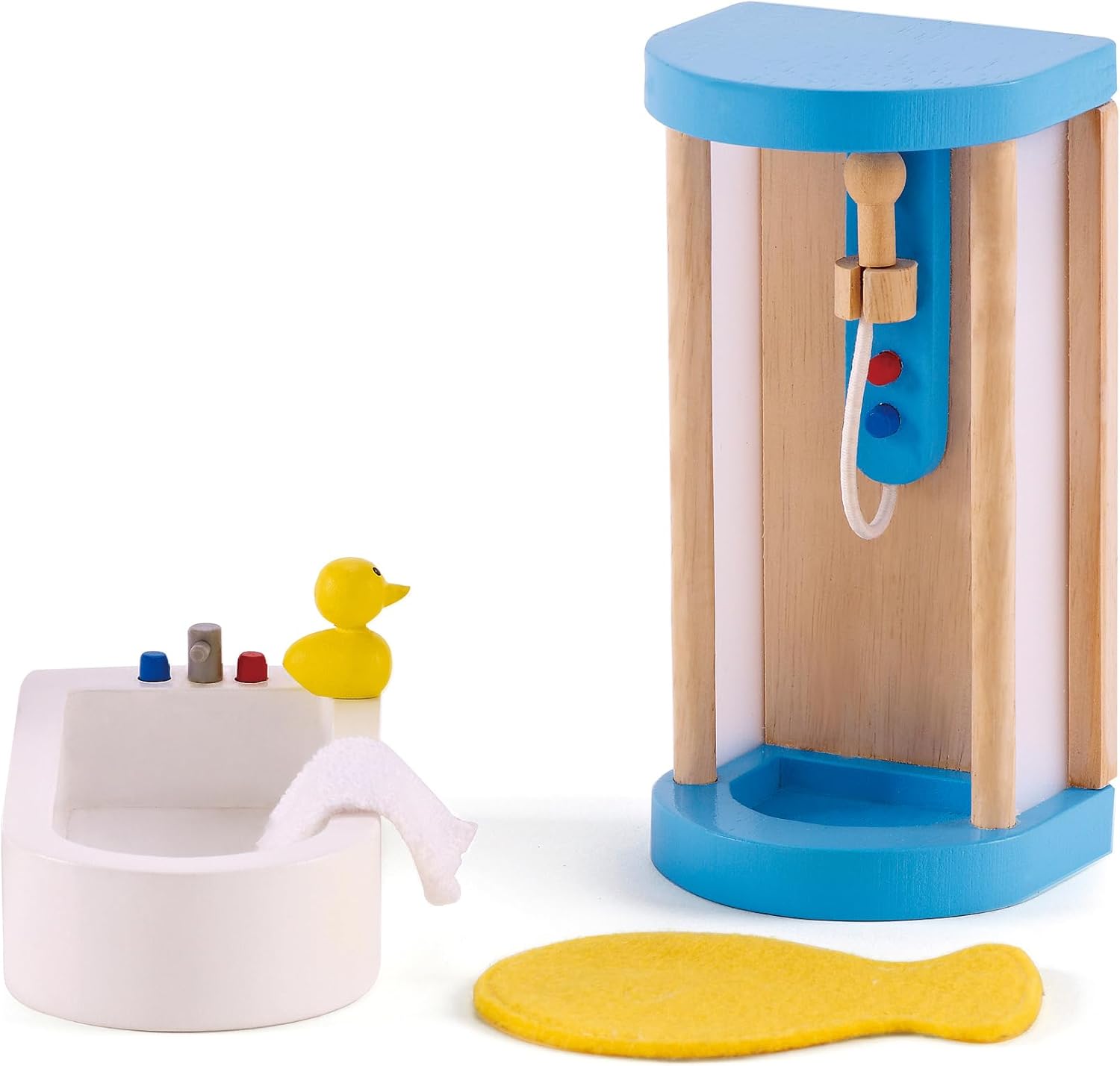 Fidtoy Wooden Dollhouse Bathroom Furniture Set Pretend Play Toy