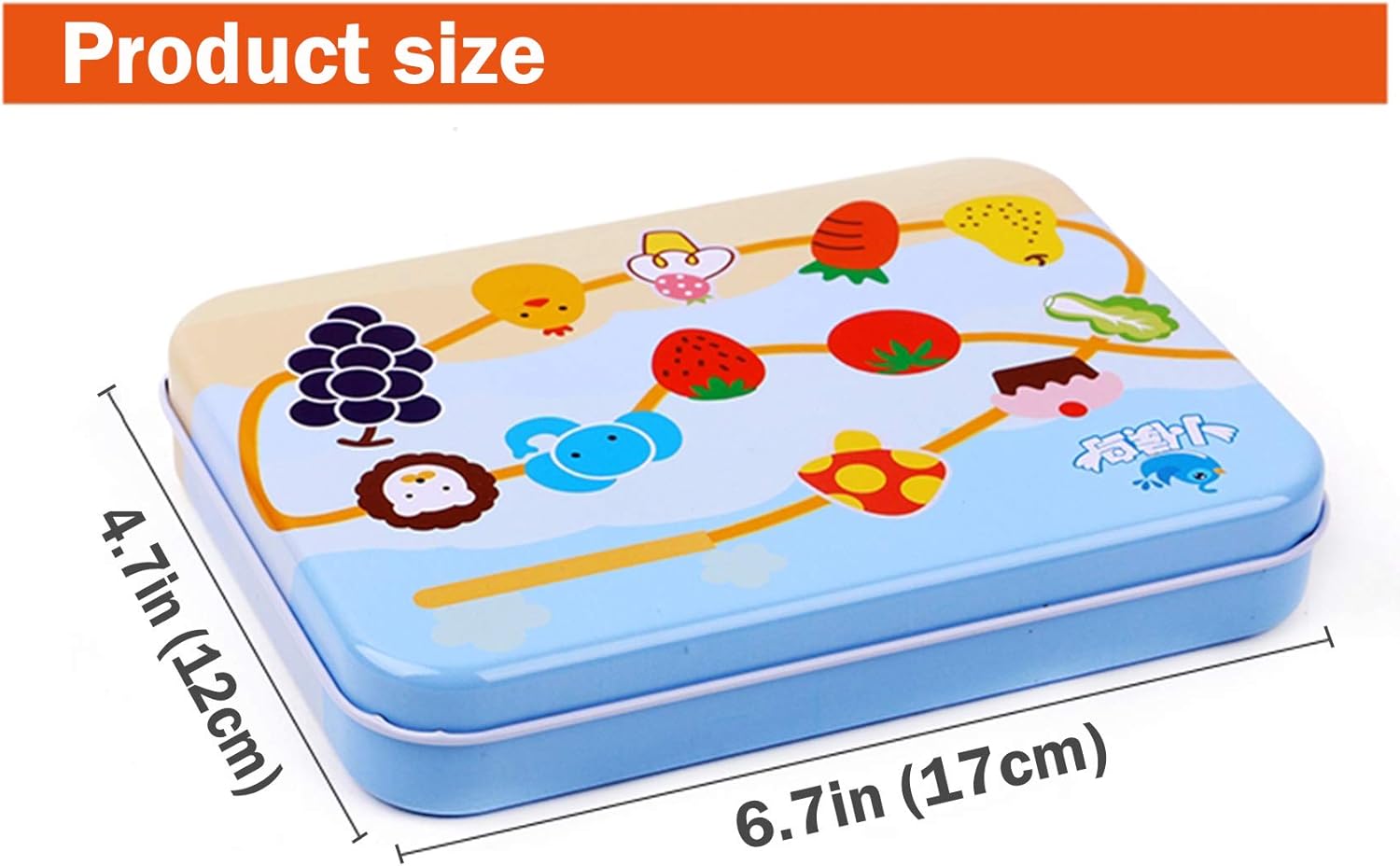 CenYouful Lacing Toy Wooden Block Set, Early Educational Toys String & Lacing Beads Games for Toddlers Kids Terrestrial Animals Learning Toy Play Set (12 Pieces) (Vegetables Fruits)