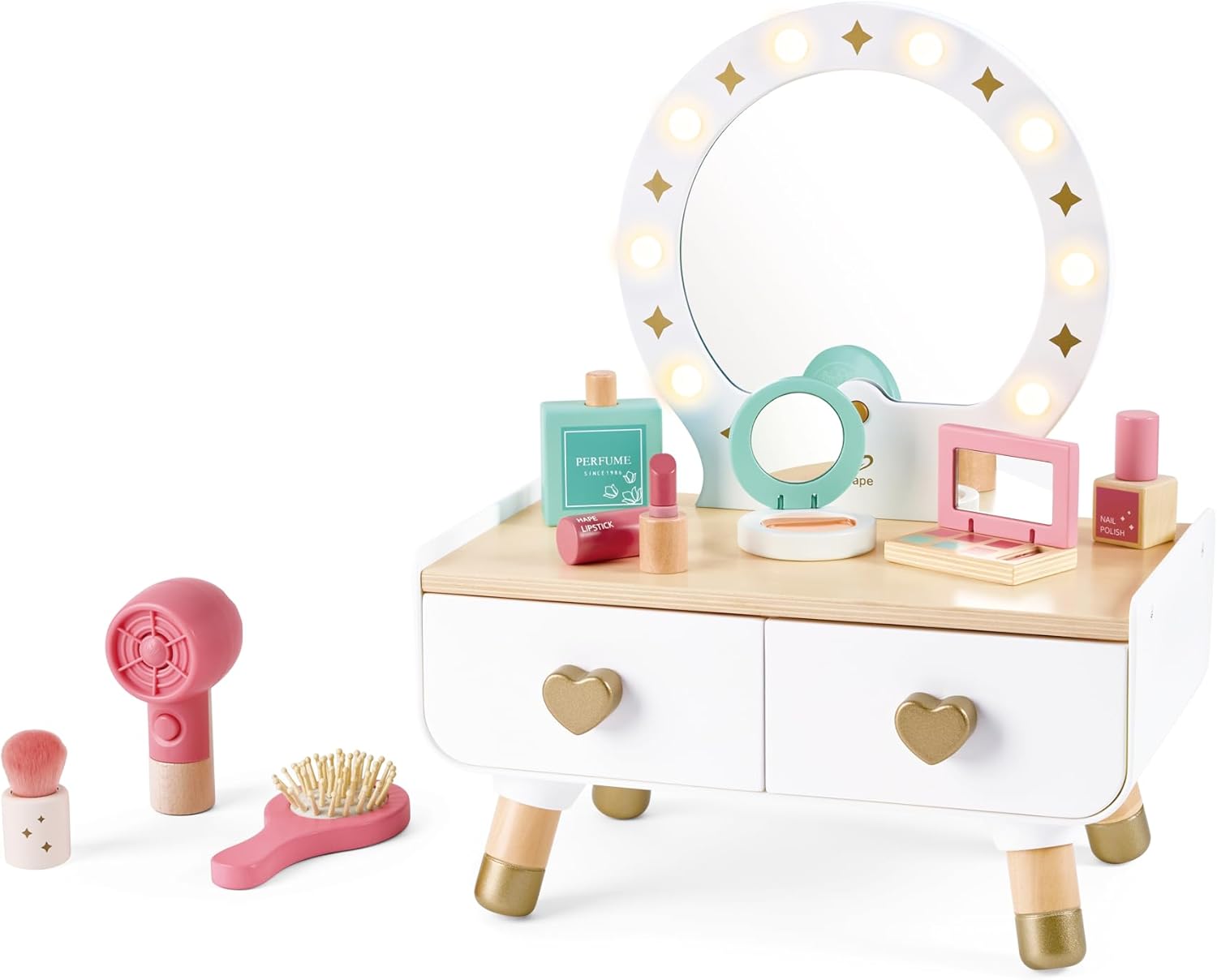Fidtoy Kids Makeup Vanity Toy Set with Light Mirror
