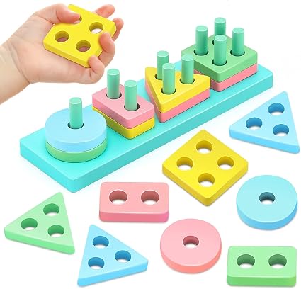 Kit clasificador de formas de madera de cuatro columnas - 738