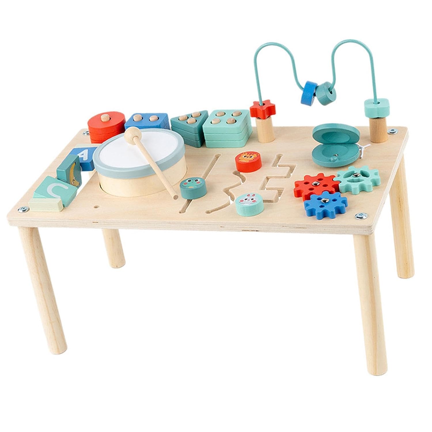 SNAPPSY Wooden Activity Table Kids Early Learning Toys for 1 2 3 4 Year Old Children