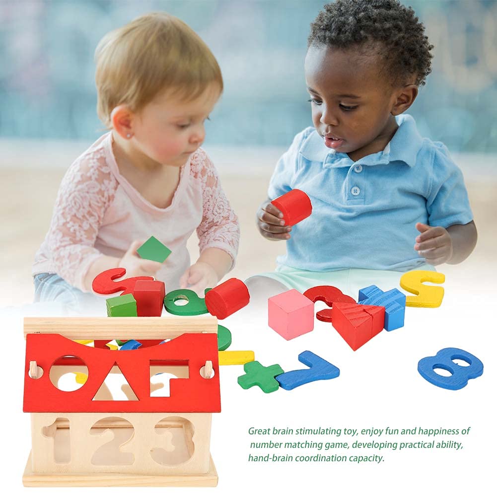 Fidtoy Maison en bois avec chiffres pour enfants | Jouet Montessori pour l'apprentissage du comptage et des formes
