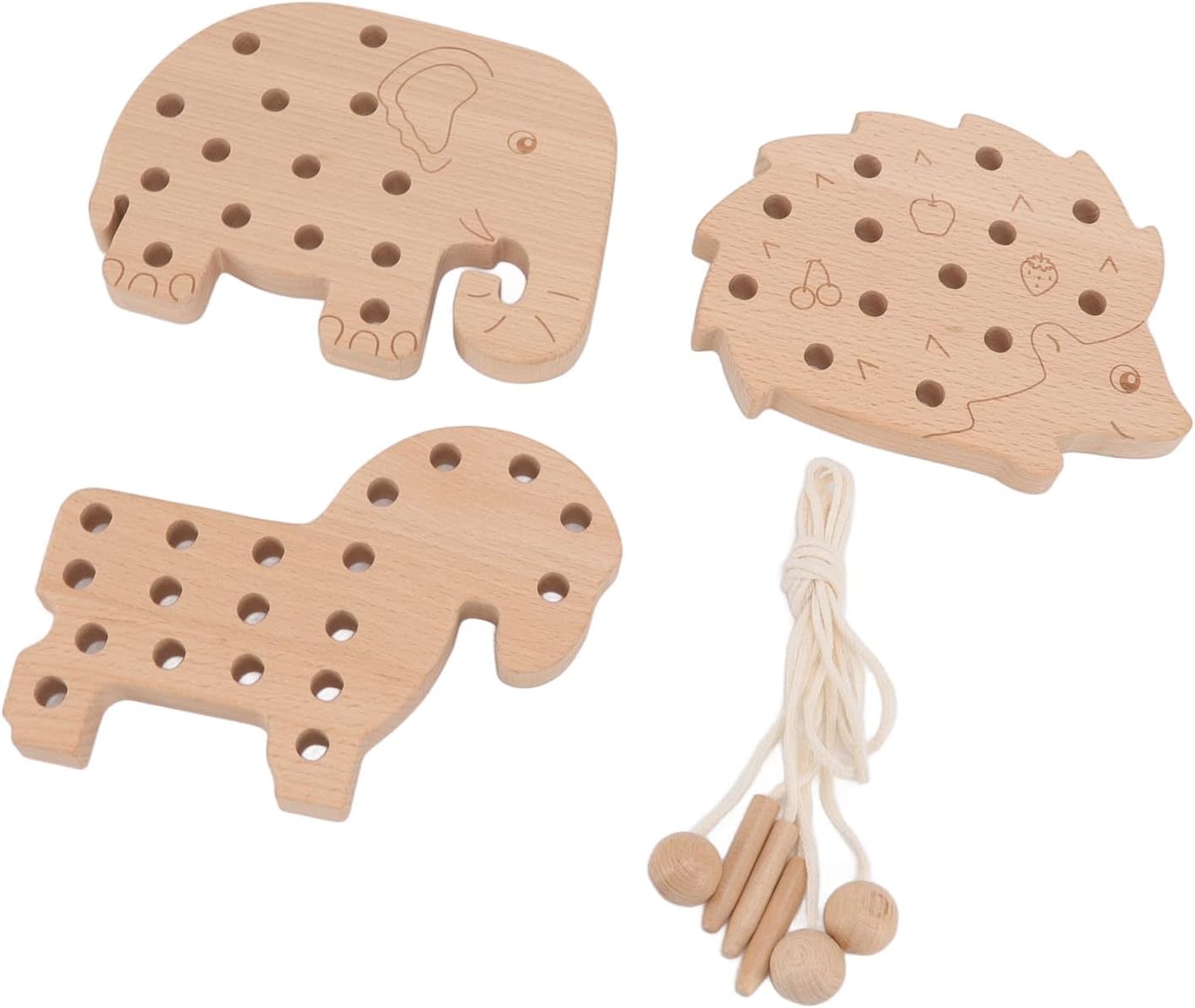 Wooden Lacing Toy, Wood Block Puzzle Game Toys, Early Learning Fine Motor Skills Educational Gift Montessori Travel Toys Early Education Wooden Lacing Toy for Toddlers