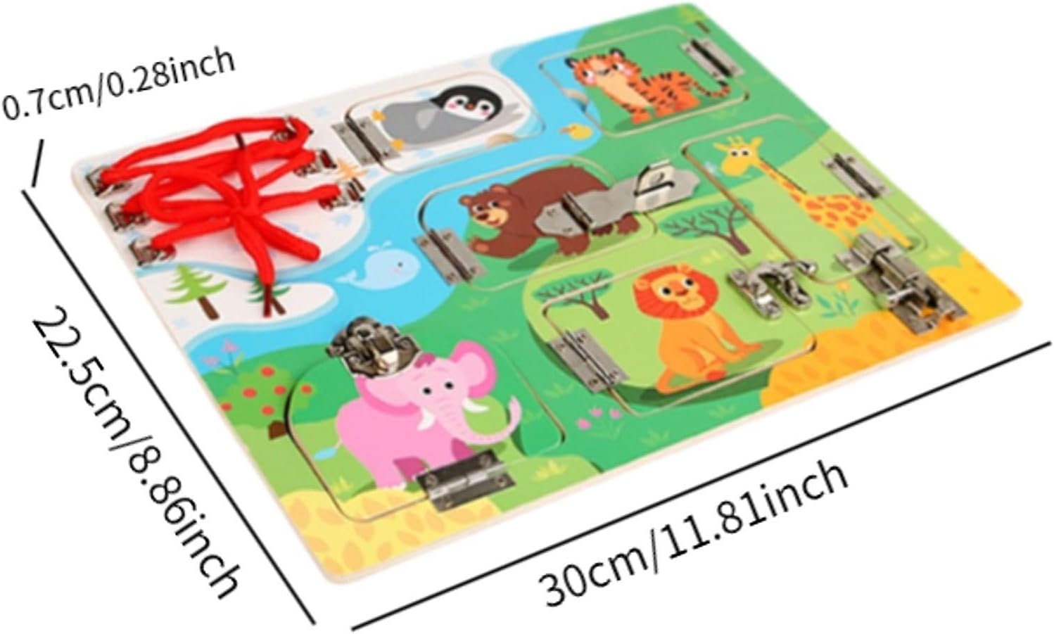 Wooden Latch Board for Skill Development and Learning Activities for Kids, Animal