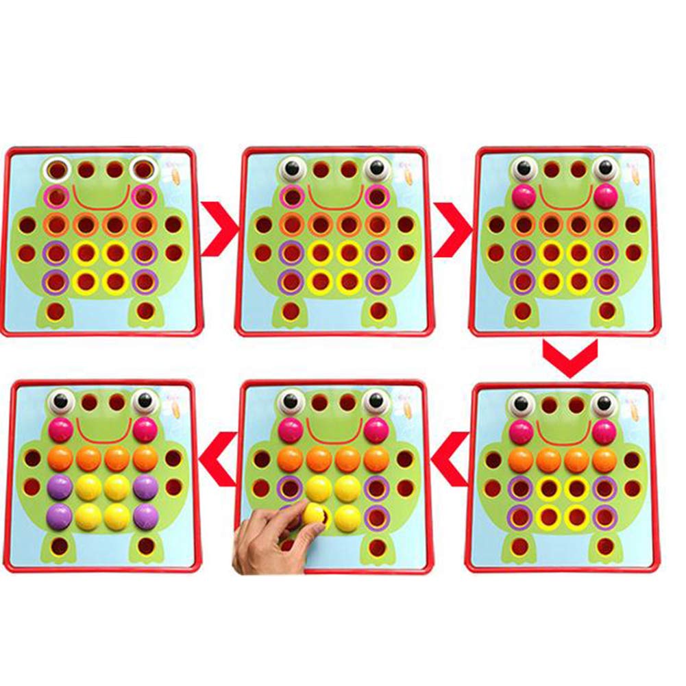 Fidtoy Geometric Button Puzzle Toy with 12 Picture Cards