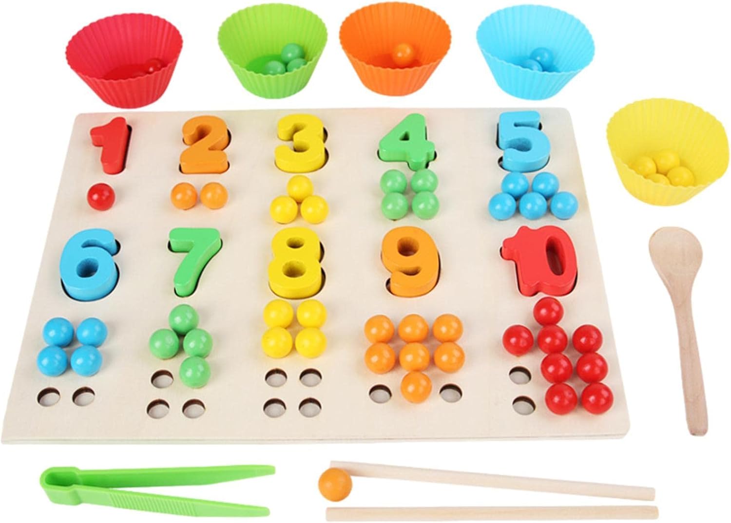 Wooden Board Beads Game - Safe Color Coding Puzzle | Montessori Wooden Toys, Brain Training Clip Beads, Chopsticks Beads Toys, Early Educational Puzzles for Christmas, Birthday Party Gift Generic