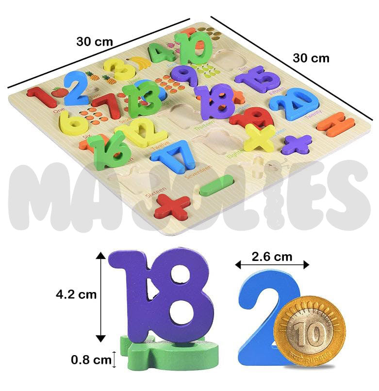 Rompecabezas de tablero con clavijas y números con imágenes