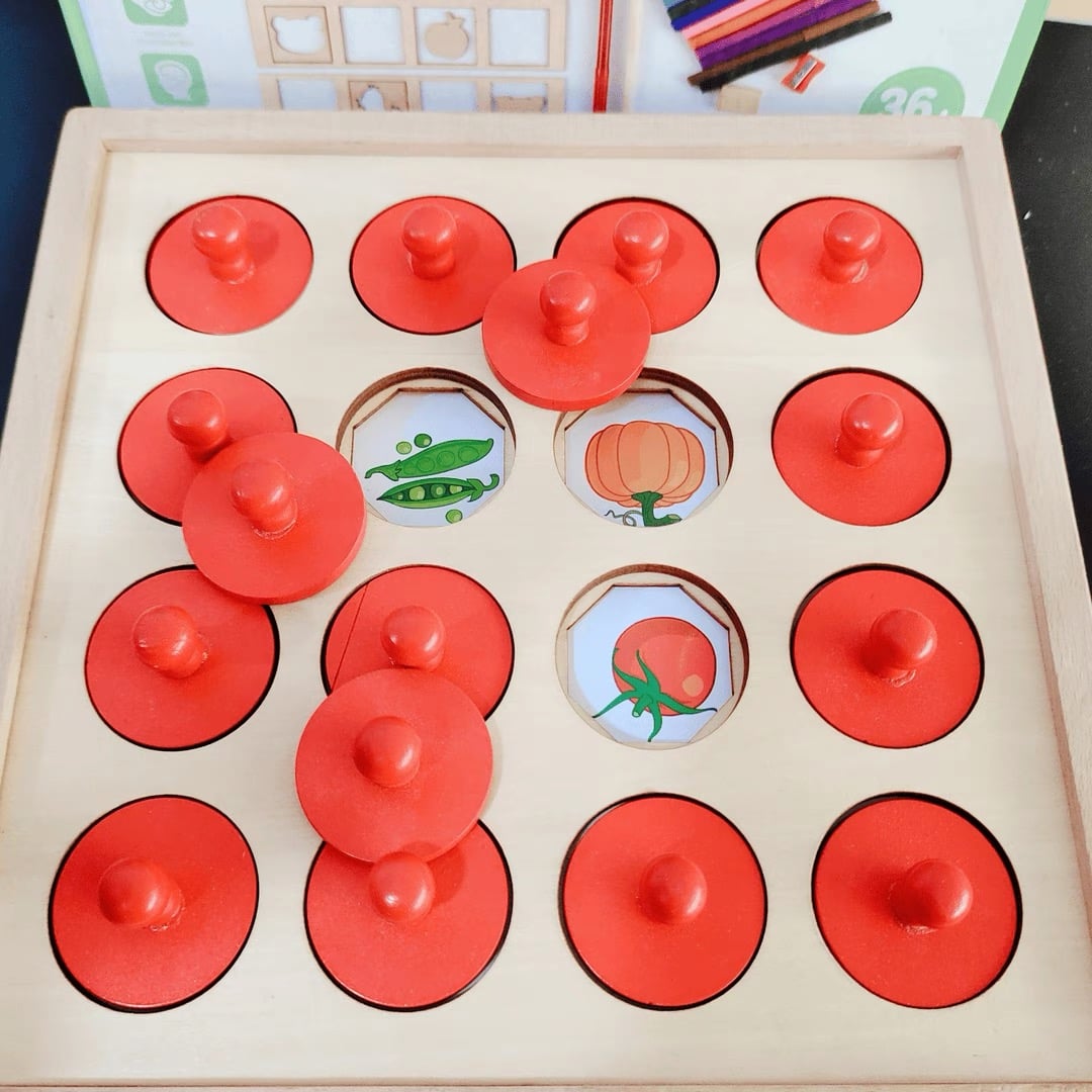 Large Wooden Memory Game with Matching Tracing Cards