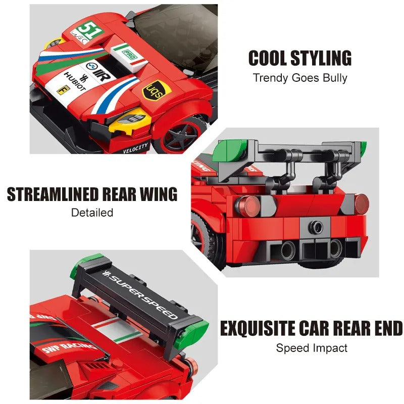 Red Racing Car RC Sports Building Blocks 279 pcs Set - 70051