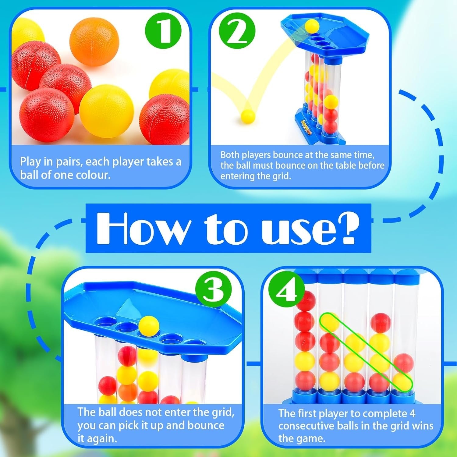 Bouncing Ball Connect Four Tabletop Family Fun - 047