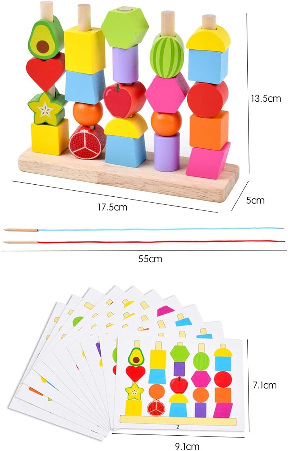 Wooden Montessori Fruits Sequence with Lacing Pattern - 050