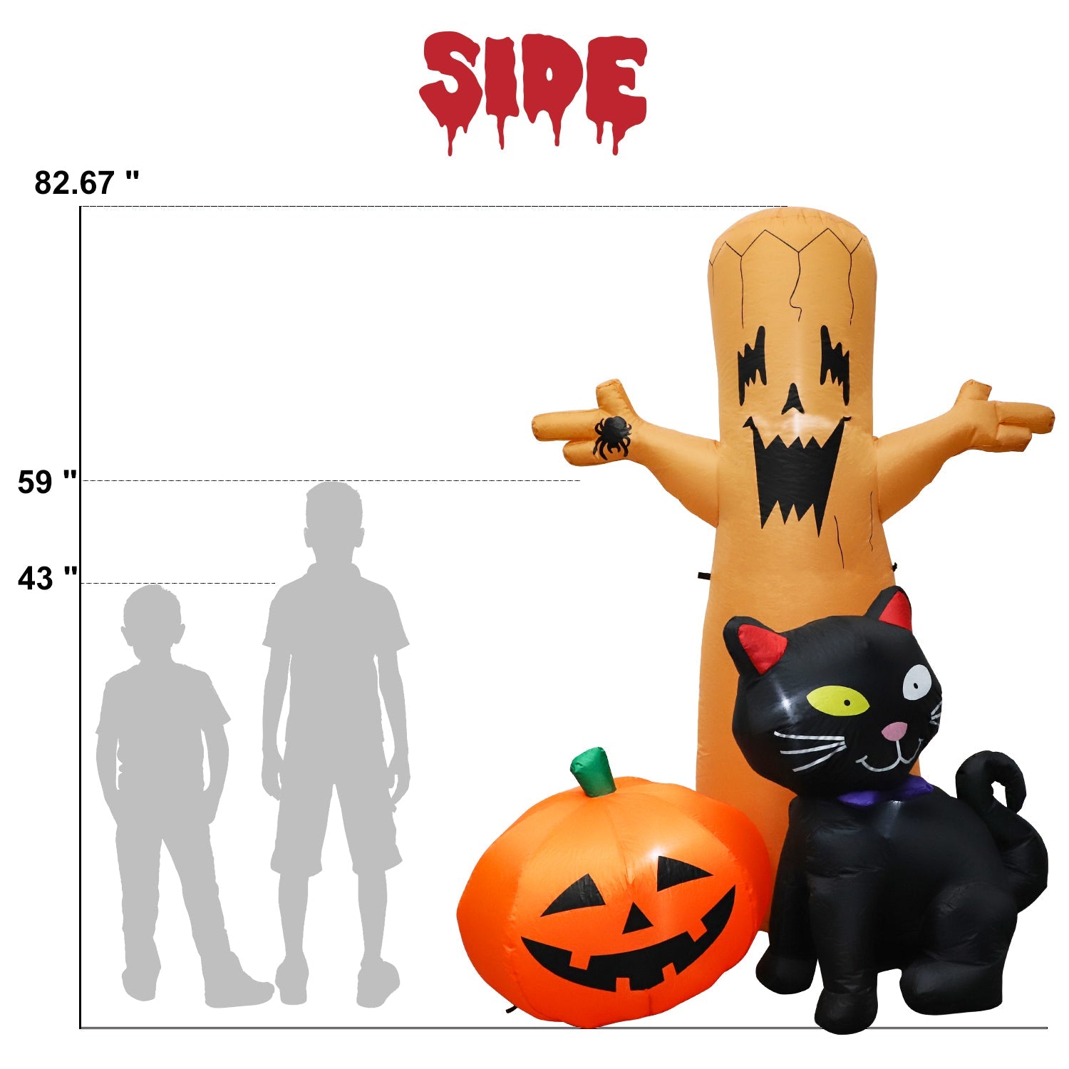 8 FT Inflatable Halloween Outdoor Decoration Dead Tree, Pumpkin and Black Cat