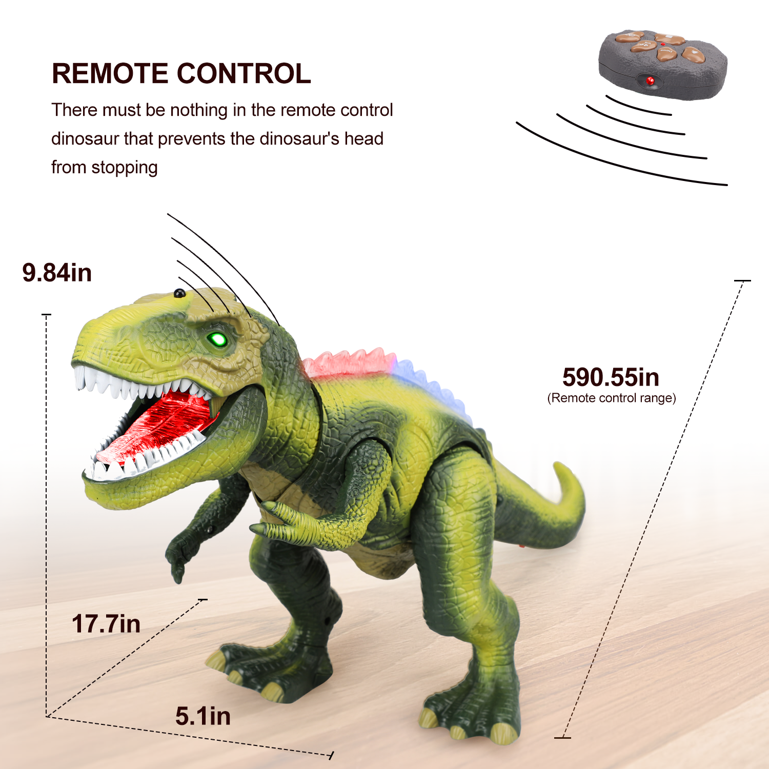 Fidtoy Remote Control LED Dinosaur Toy for Kids with Roar