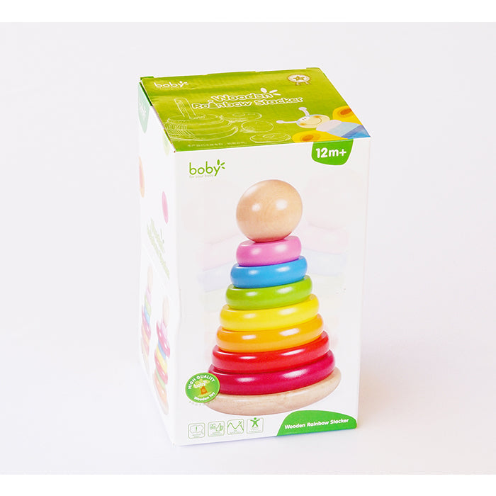 Fidtoy Rainbow Stacking Tower Wooden Counting Toy for Toddlers