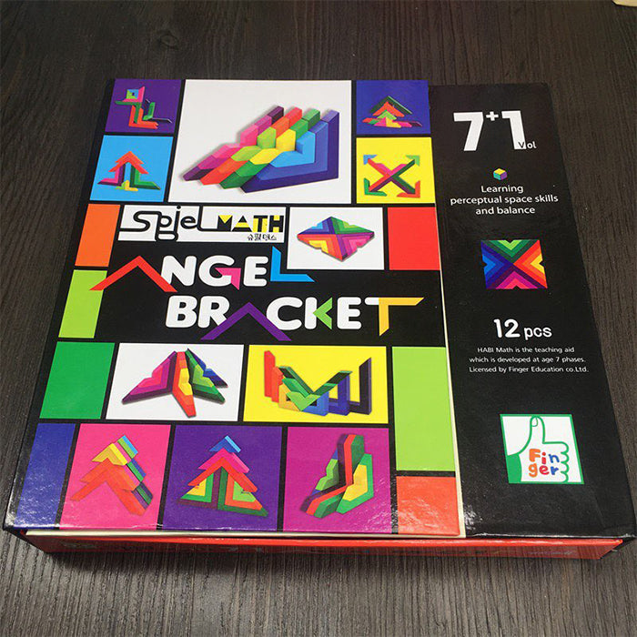 12pcs Rainbow Blocks Wooden Colorful Angle blocks - Open Ended Toys