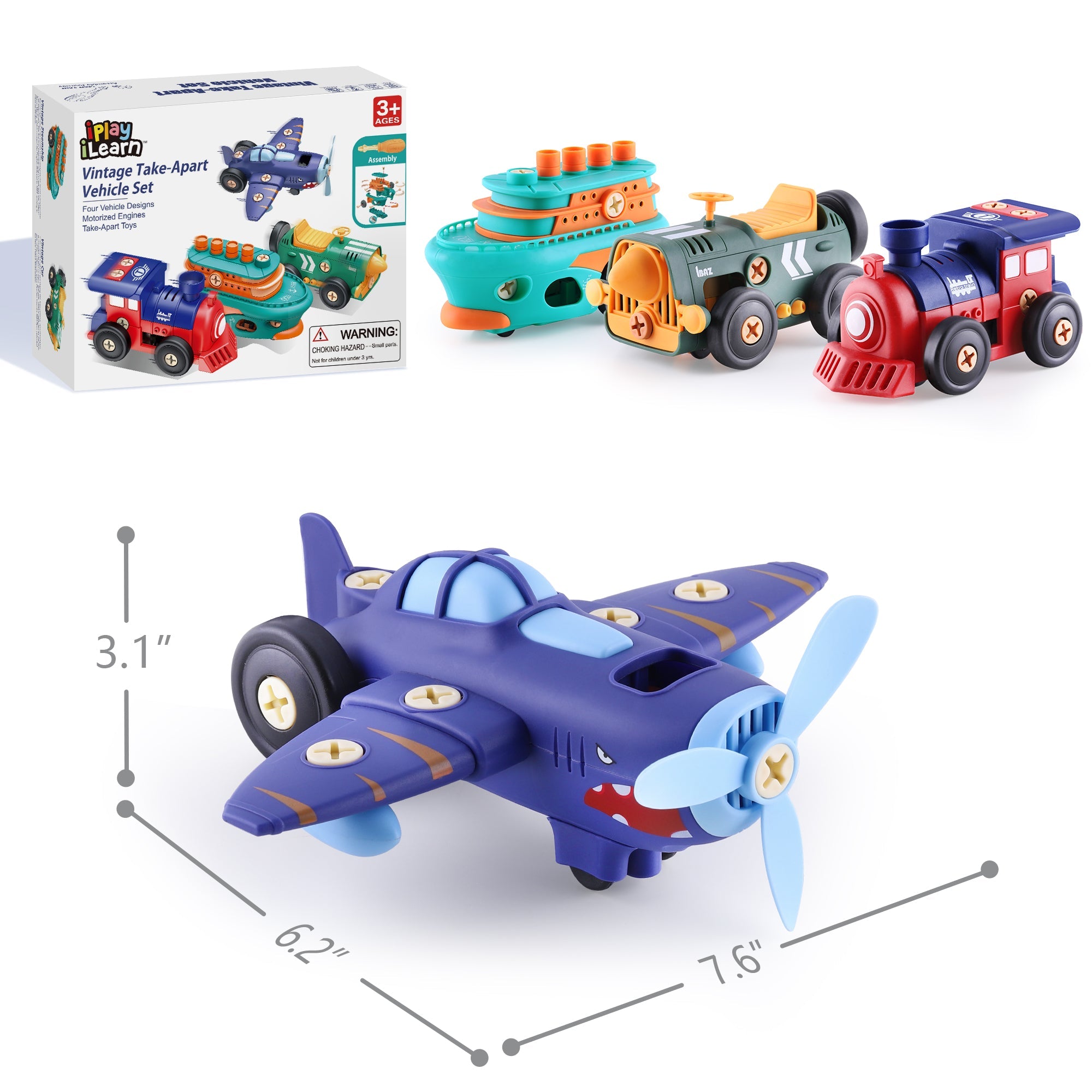 Electronic Take Apart Toy Set, Kids Assembly Vehicle Playset