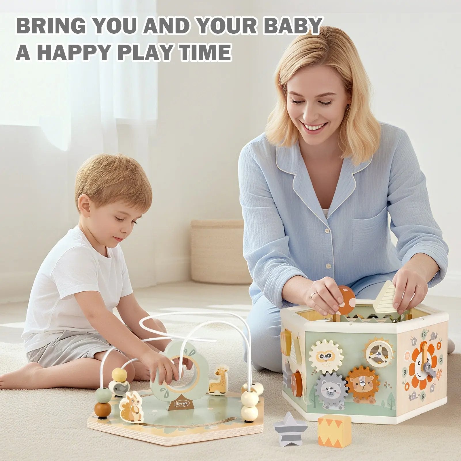 Fidtoy Wooden Activity Cube 11-in-1 Montessori Toy for Toddlers Learning Center 1-4 Years