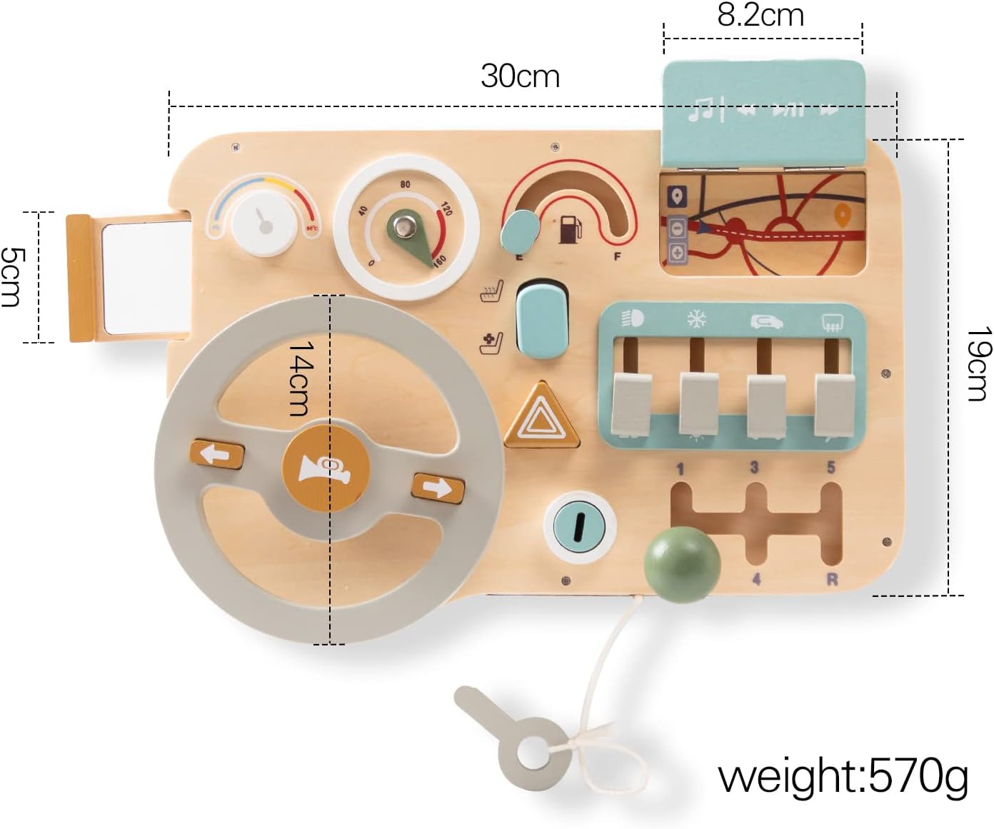 Wooden Montessori Steering Wheel Sensory Activity Board