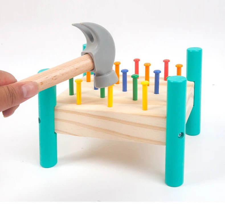 Interactive Nailing Wooden Table Activity Hammering Bench - 603