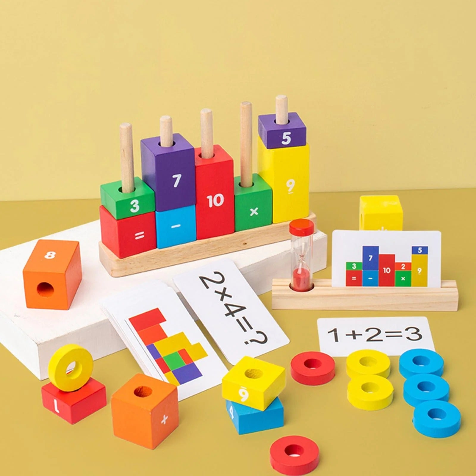 Wooden Math Learning Number Stacking Blocks - 068