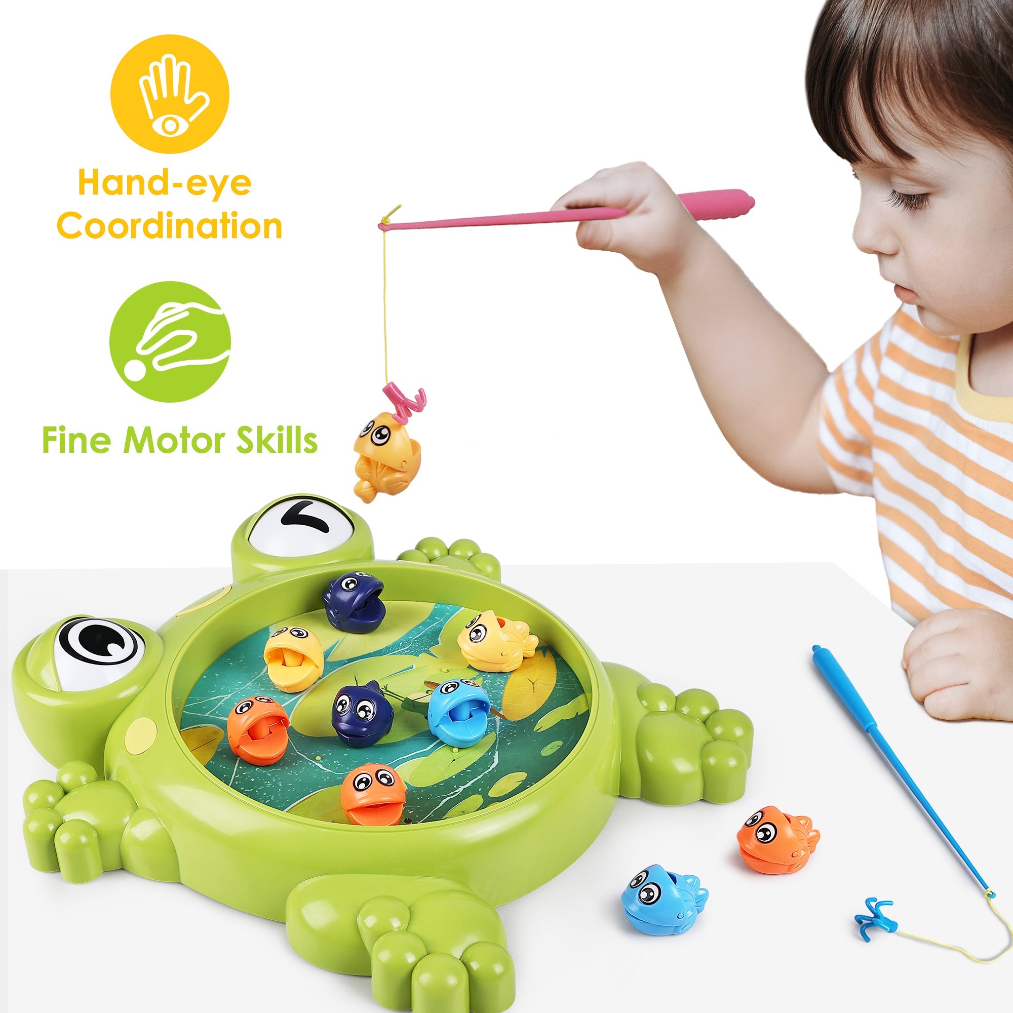 Fidtoy Jeu de Pêche à la Grenouille pour Enfants de 3 Ans et Plus