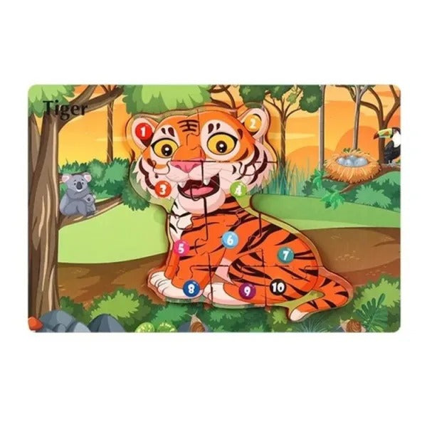 3D Animal Pattern Jigsaw Number Puzzle Random Animals - 322
