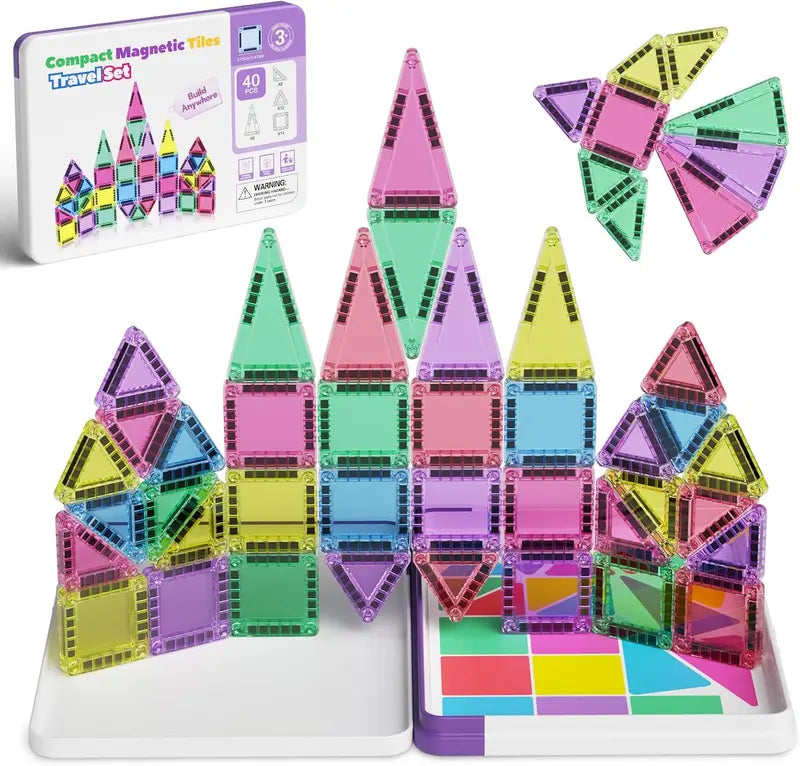 TravelTiles™ Mini Magnetic Building Kit - Keeps Kids Entertained and Learning On the Go