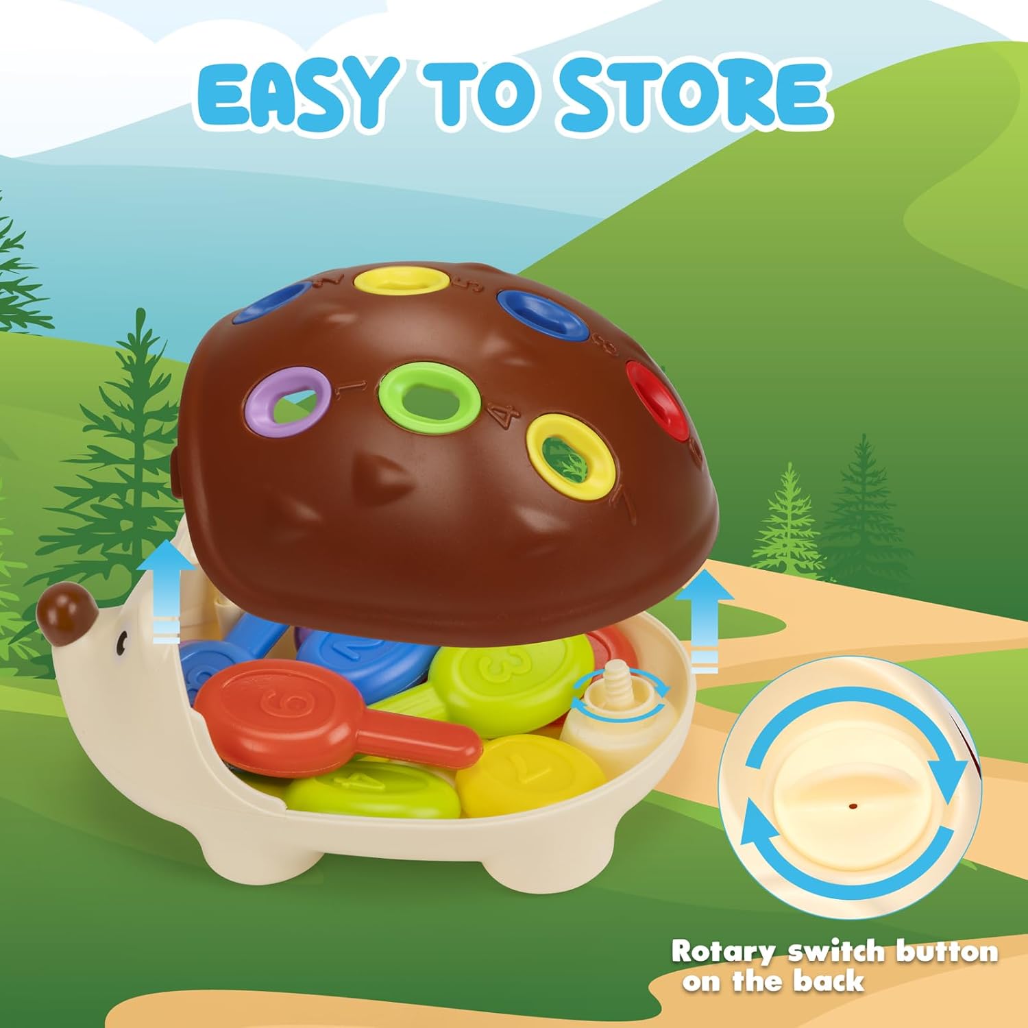 Fidtoy Montessori Hedgehog Fine Motor Toy for Toddlers – Color Sorting & Counting Learning Toy