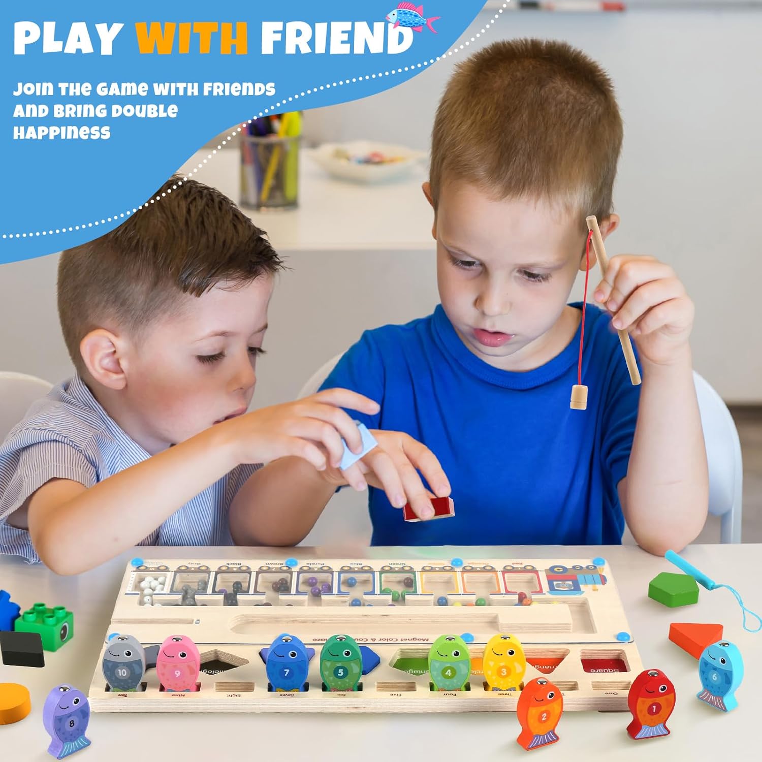 3 in 1 Magnetic Color and Number Maze, Montessori Toys Wooden Puzzle Activity Board, Learning Educational Counting Matching Toys,Toddler Fine Motor Skills Toys for Boys Girls 3 4 5 Years Old