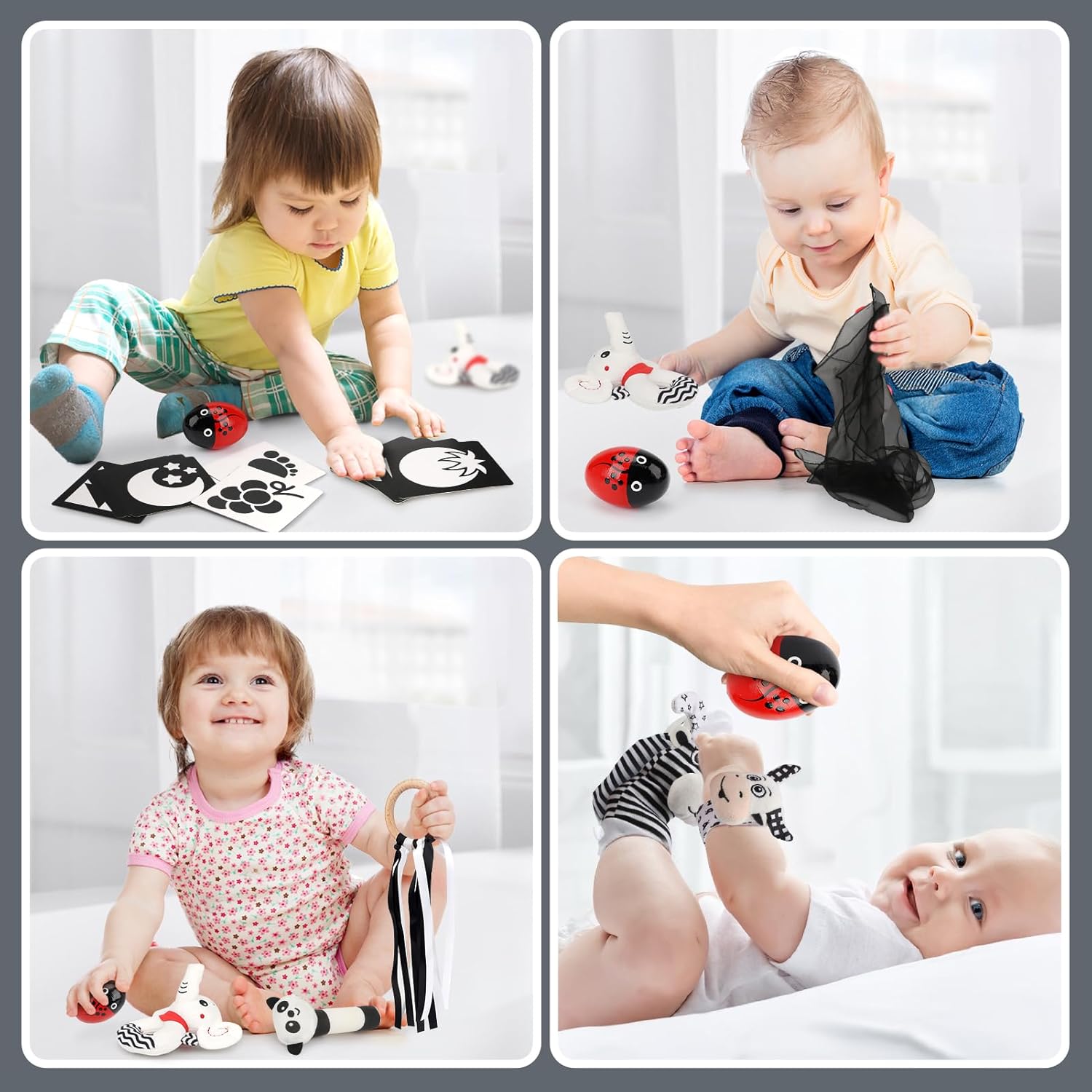 Black & White Sensory Toys for Newborns 0-6M - Early Development Set