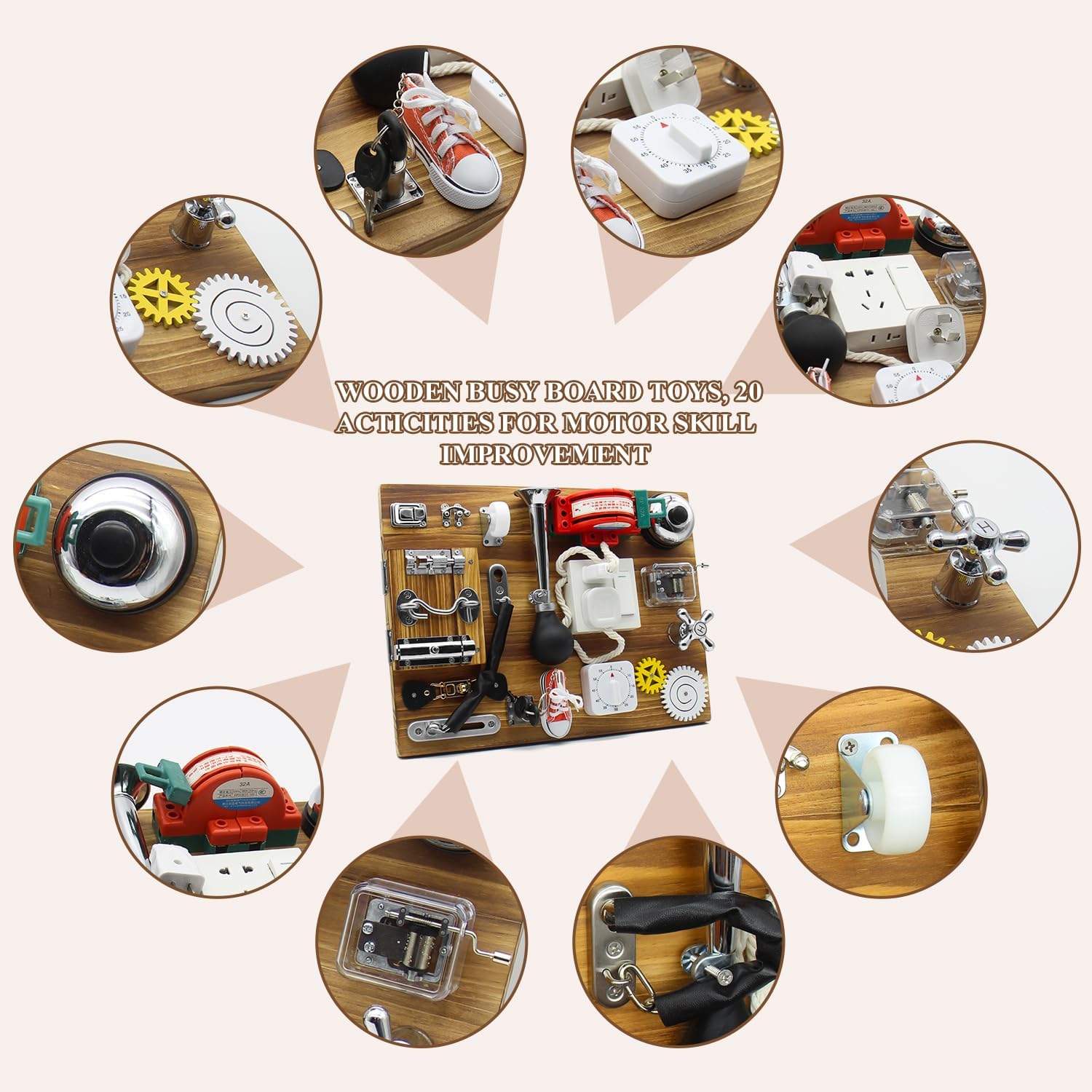 Fidtoy 20-in-1 Carbonized Busy Board for Toddlers