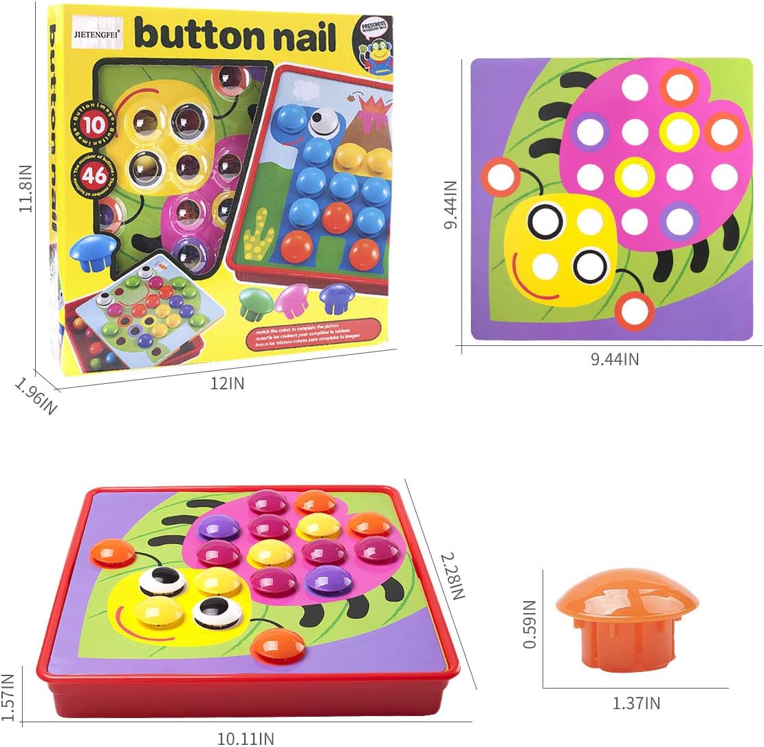 Fidtoy Button Art Matching Toy with Chunky Buttons for Toddlers