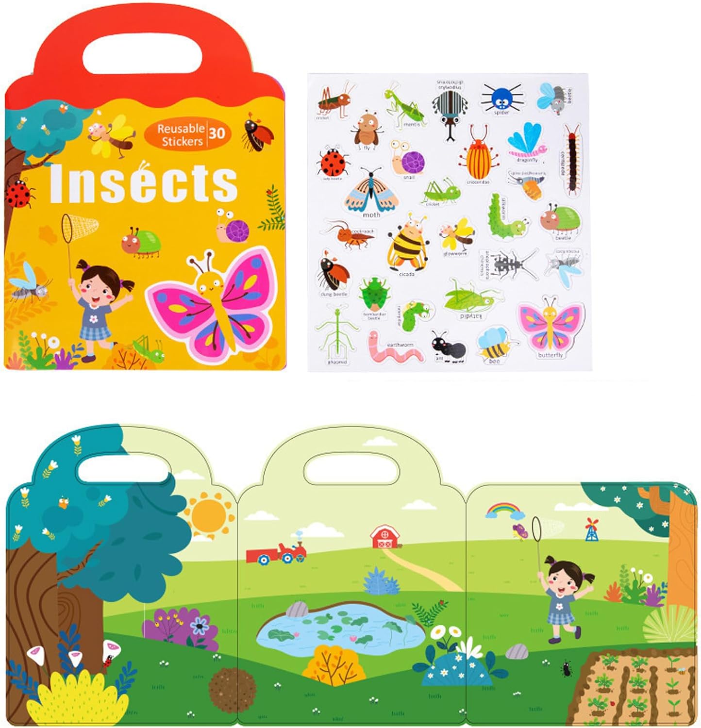 Reusable Sticker Book for Kids Magnetic Activity Book for Kids Airplane Travel Road Trip Essentials Travel Toys