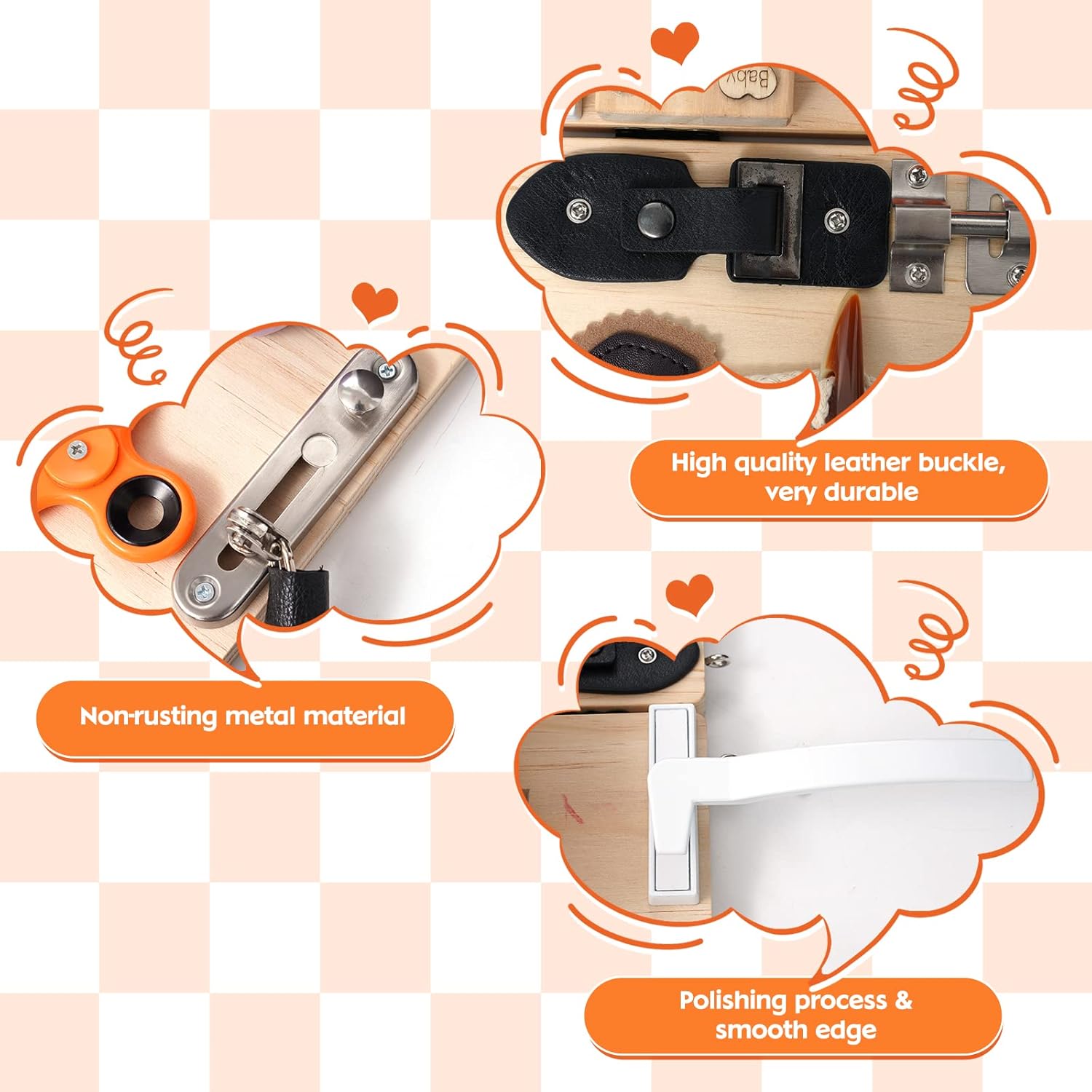 Busy Board for Toddlers Wooden Montessori Activity Sensory Board to Develop Fine Motor Skills