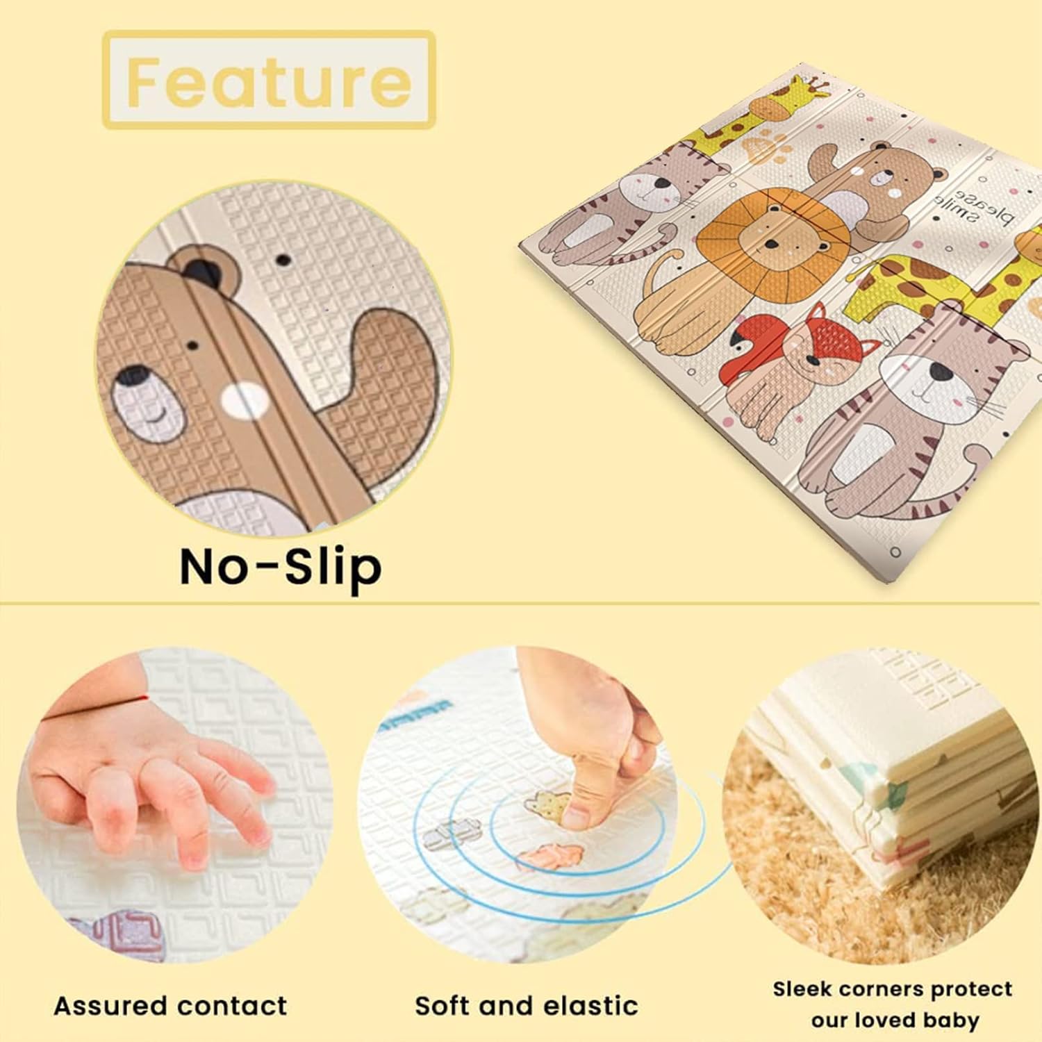 Fidtoy Baby Foam Play Mat Extra Large Dual-Sided Foldable Mat for Safe Crawling and Early Development