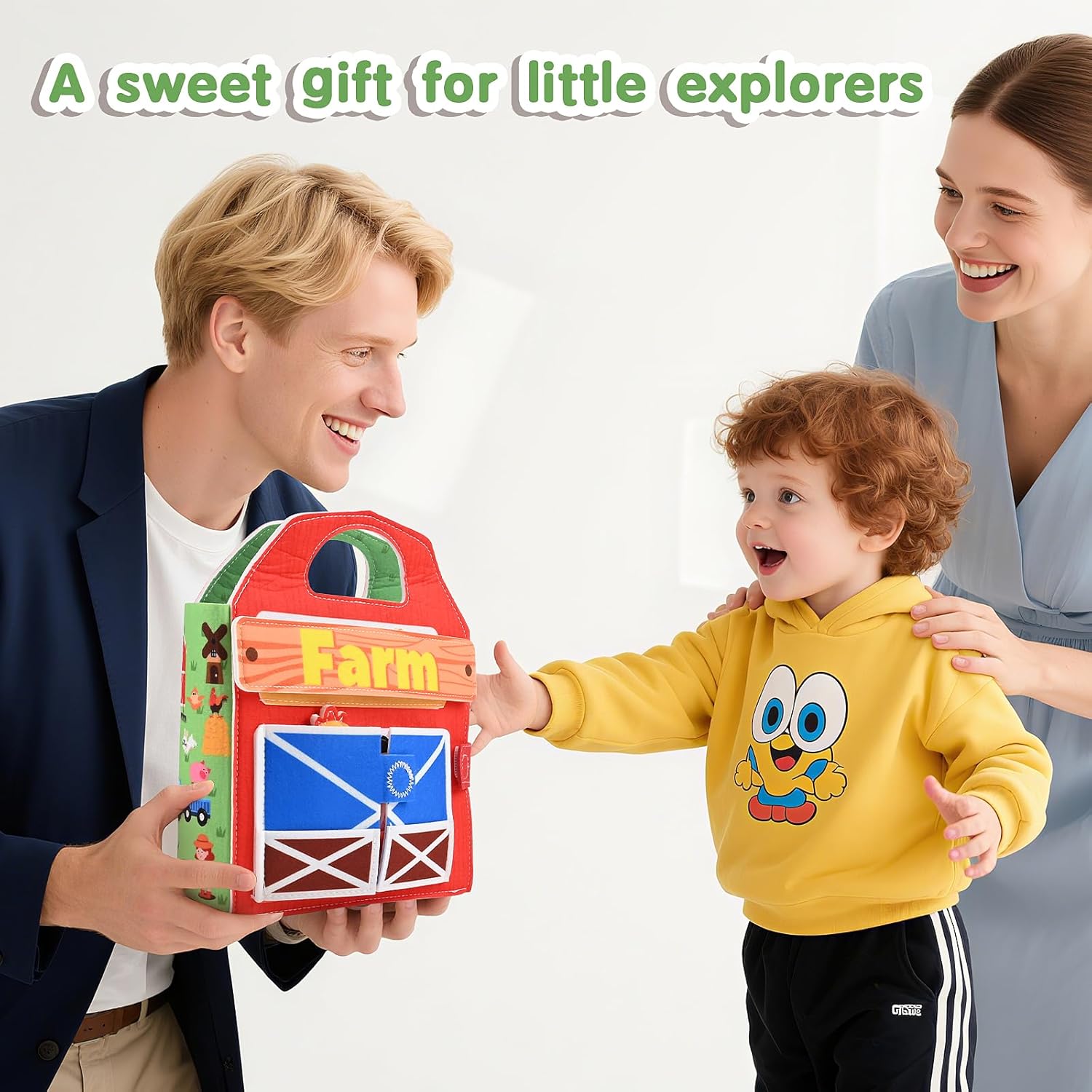 3D Felt Farm Quiet Book, Busy Board Montessori Toy from 1-3 Years, Quiet Book Activity Board for Children, Gift Toy Girls Boys