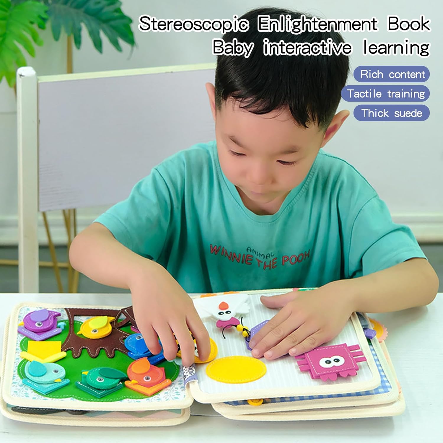 Activity Book, Generic Felt Book Children from 3 Years, Felt Book Montessori from 3 Years, Busy Book from 3 Years, Motor Skills Game for Travel, Preschool Children Learning Sensory Toy Busy Book