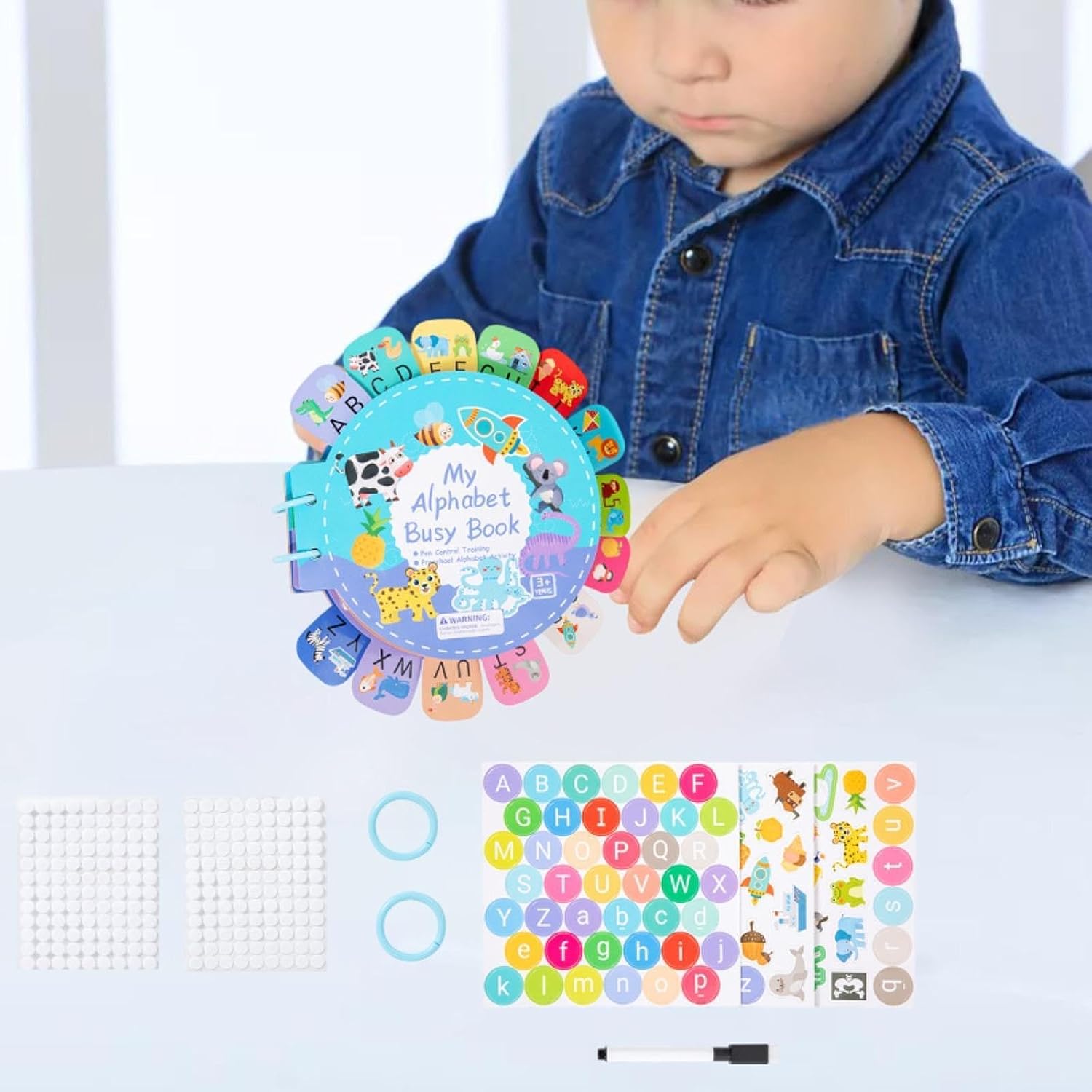 Alphabet Sticker Book, My First ABC Sticker Book, Busy Card Children's Book for Travel Toys