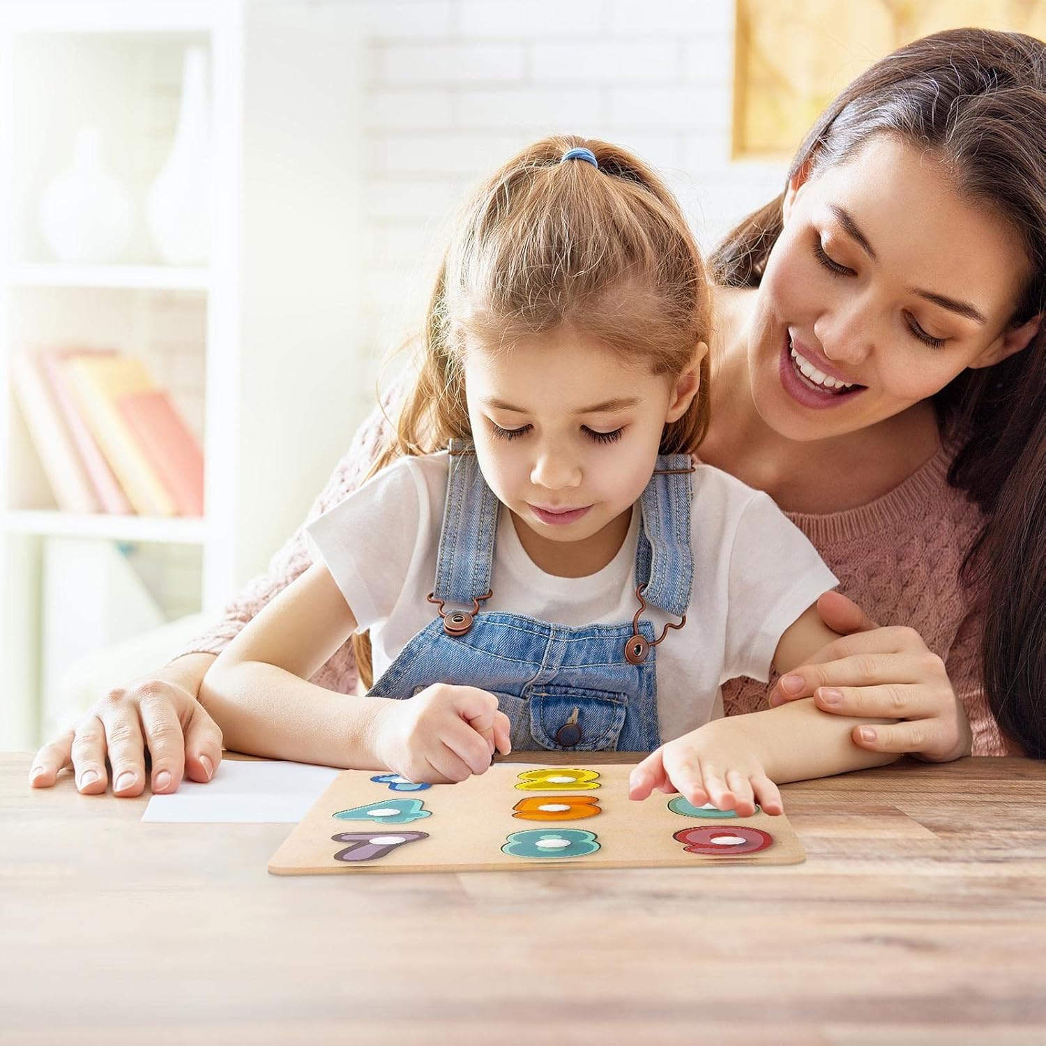 Wooden Number Puzzles, Number/Shape Educational Puzzle Toy Board, Shape Sorting Toys, Preschool Learning Activities for Toddlers Kid Delr