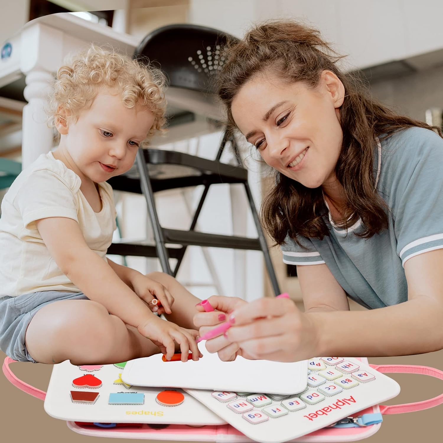 Busy Board Montessori Toys for Toddlers Sensory Board Toys,Preschool Activities Educational Toys for Toddlers Travel,Gifts for 3+ Year Old Boys Girls - Pink