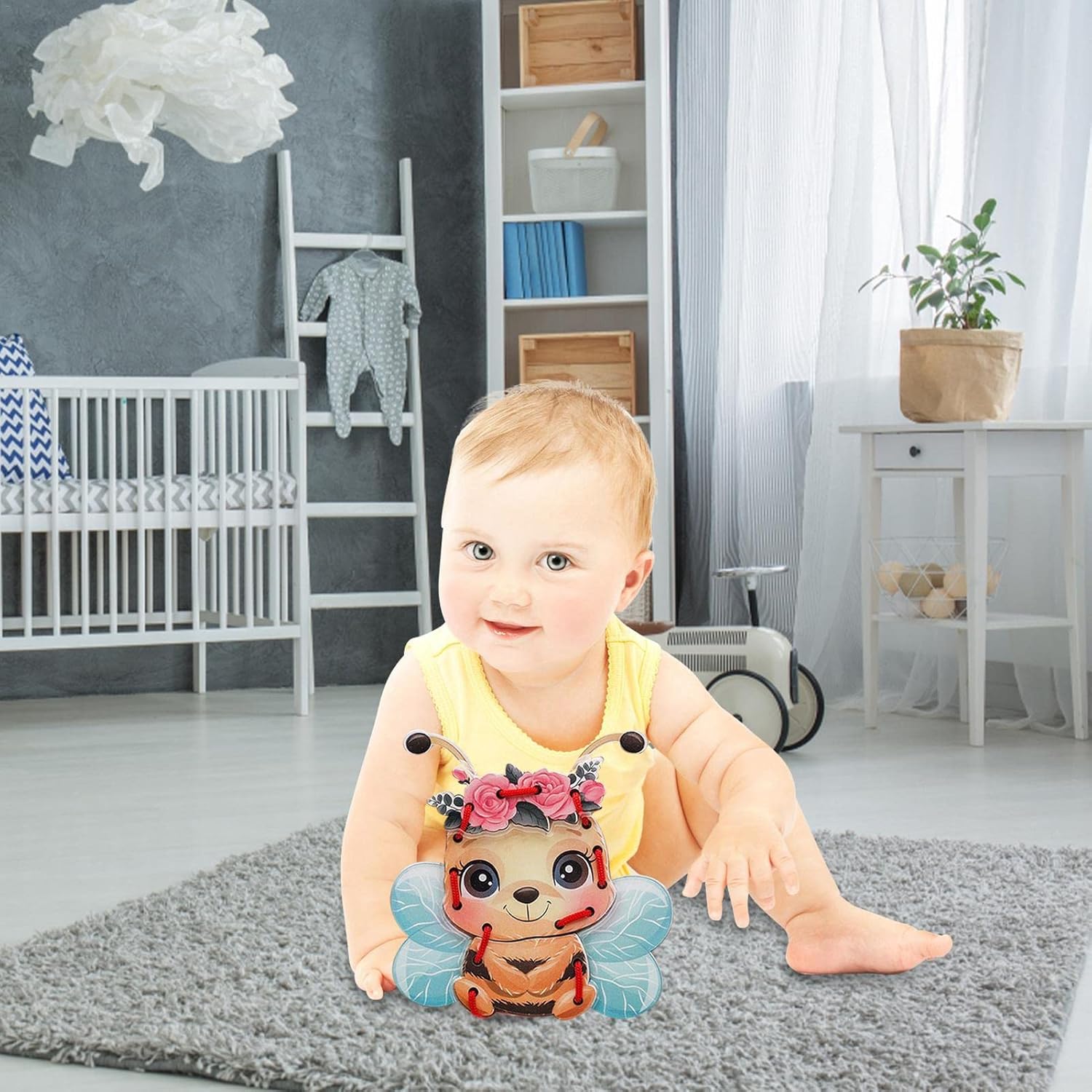 AOCATE-AOCATE Ahşap Bağlama Oyuncak, Hayvan Karton Dikiş Kartları Bağlama Oyuncak | Bağcık Oynama Oyunları, Yürümeye Başlayan Çocuklar ve Çocuklar için Hayal Gücü Eğitim Malzemeleri Geliştirme