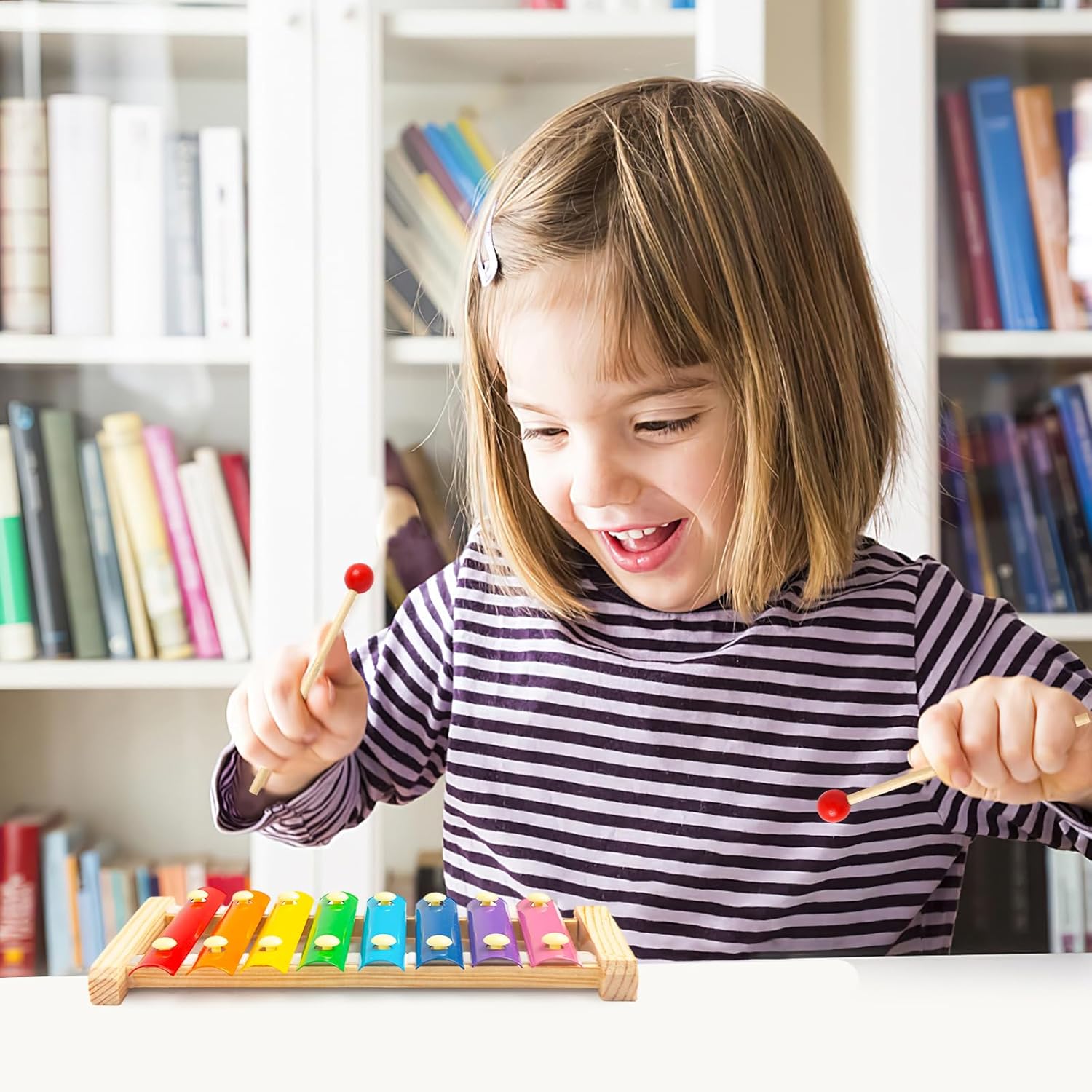 Fidtoy Wooden Xylophone Toy for Kids 3+ Montessori Musical Instrument