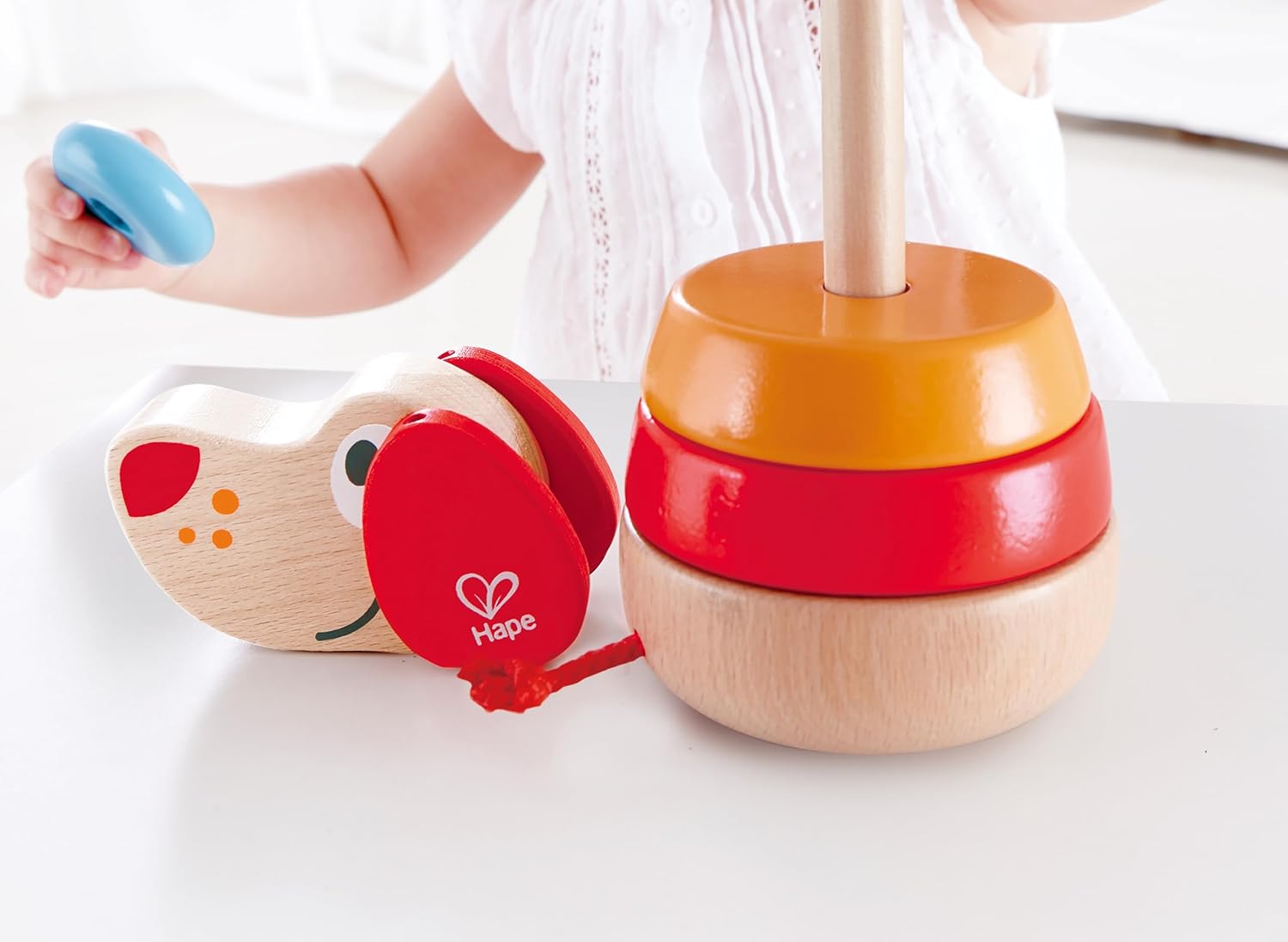Fidtoy Wooden Puppy Stacking Toy with Sound for Toddlers