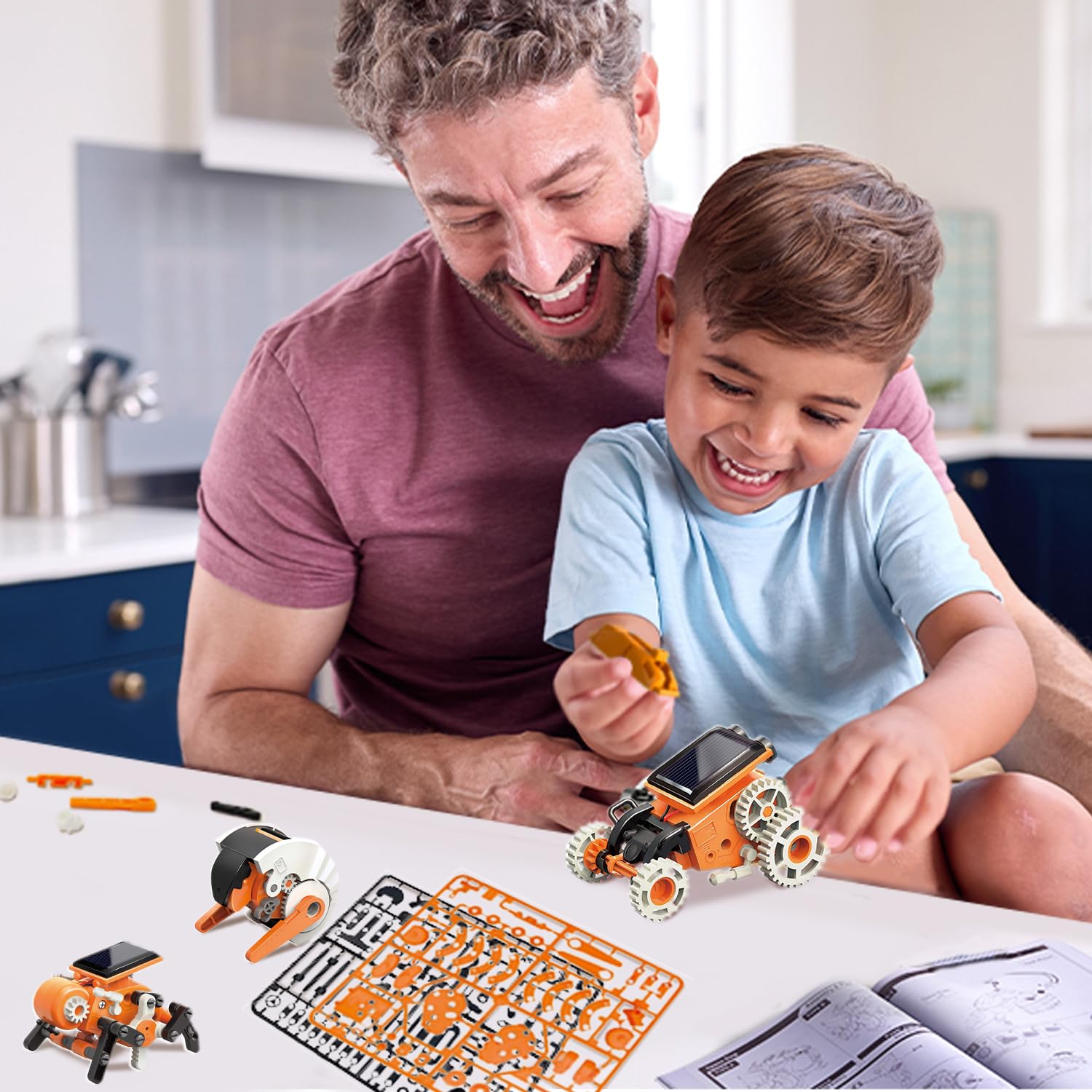 Fidtoy 7-in-1 STEM Solar Power Robot Experiment Kit for Kids, DIY Solar Powered Robot Building Toy, Renewable Energy Engineering Science Kit Age 8+