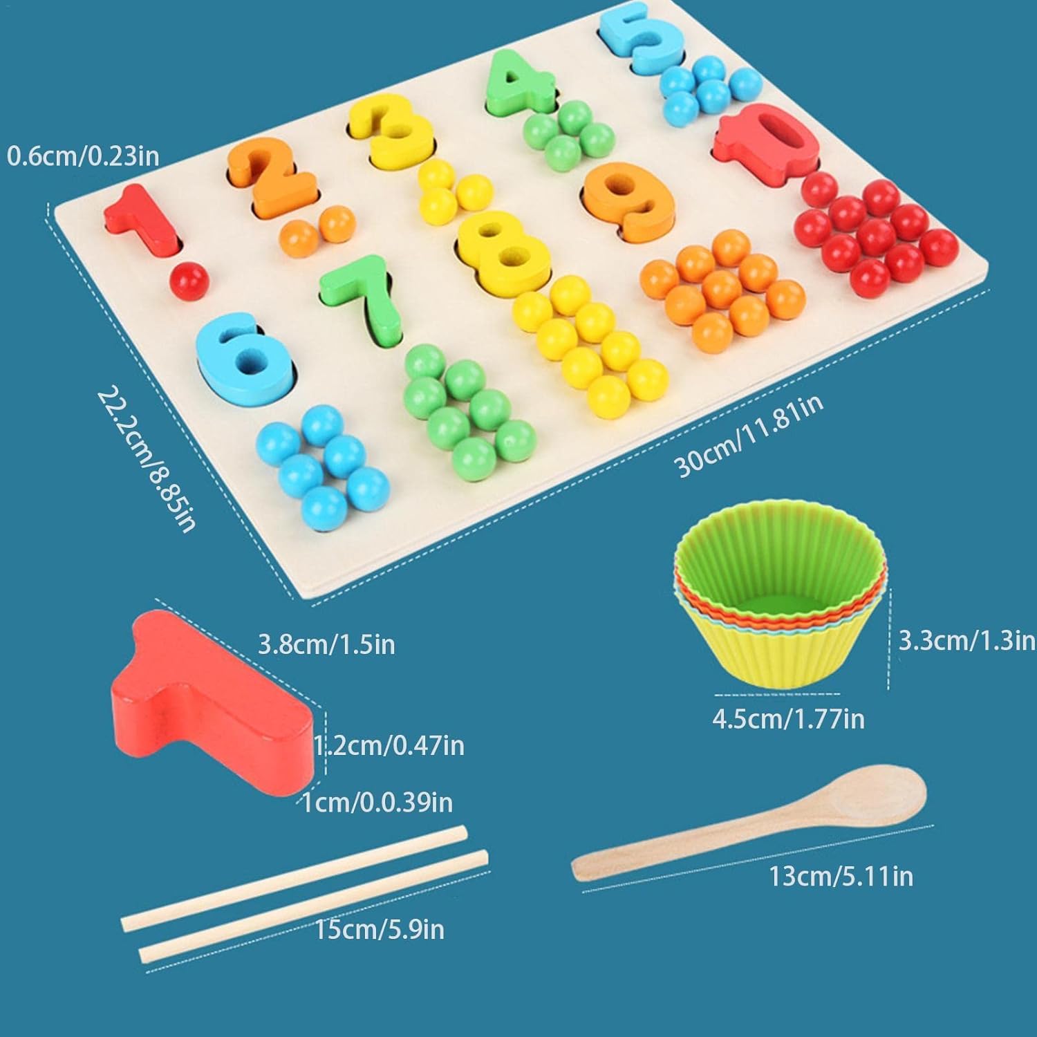 Wooden Board Beads Game - Safe Color Coding Puzzle | Montessori Wooden Toys, Brain Training Clip Beads, Chopsticks Beads Toys, Early Educational Puzzles for Christmas, Birthday Party Gift Generic