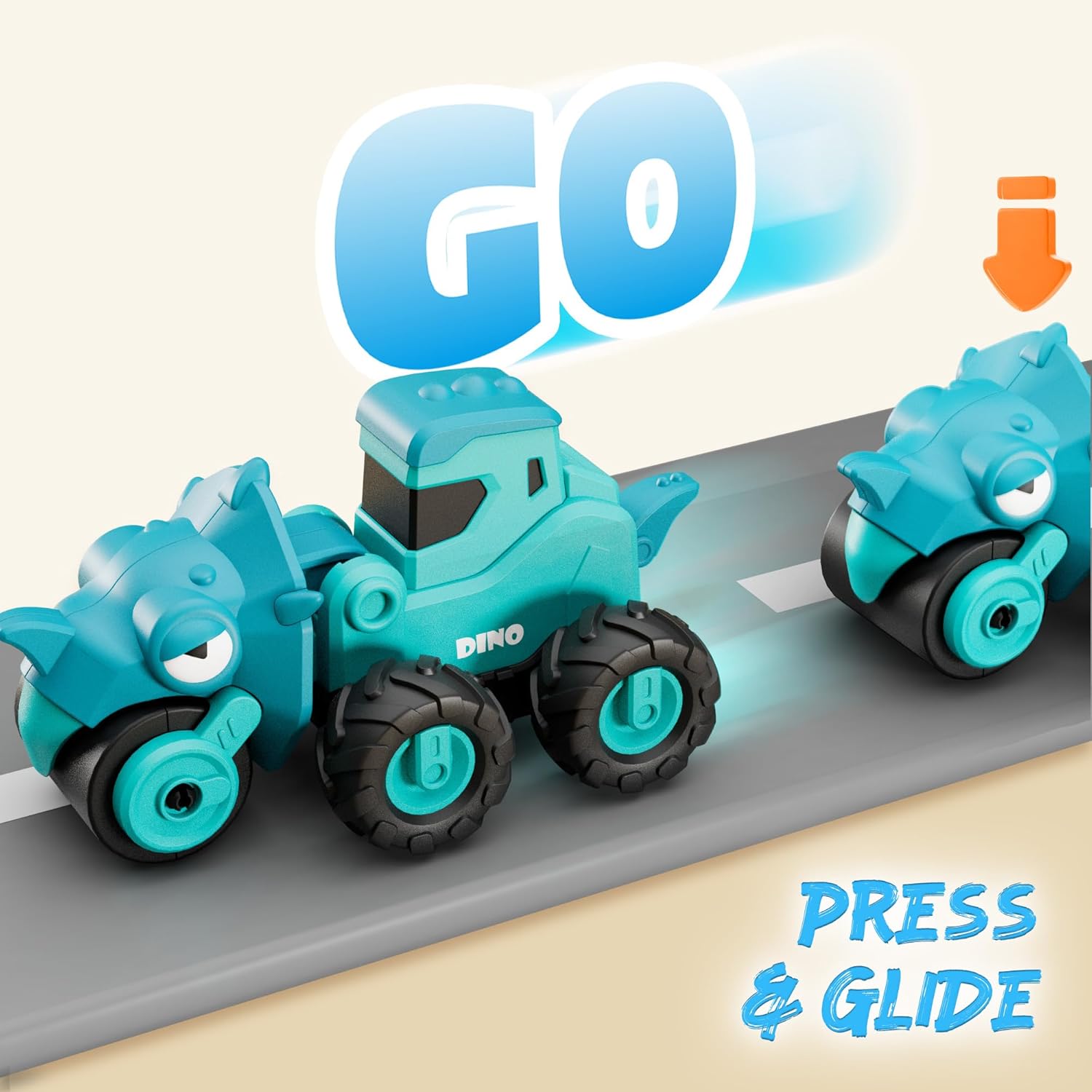 Fidtoy Dino Construction Press-to-Go Car Toy Set