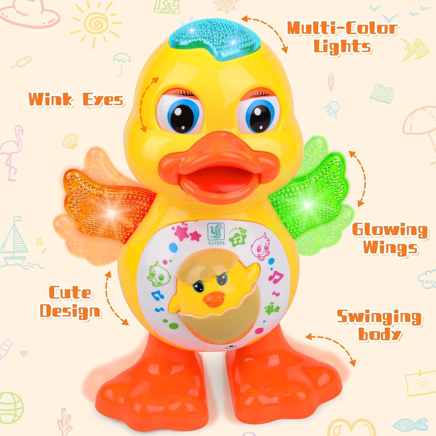 Fidtoy Musical Dancing Duck Toy with Lights and Music – Interactive Moving Duck Toy for Toddlers and Kids