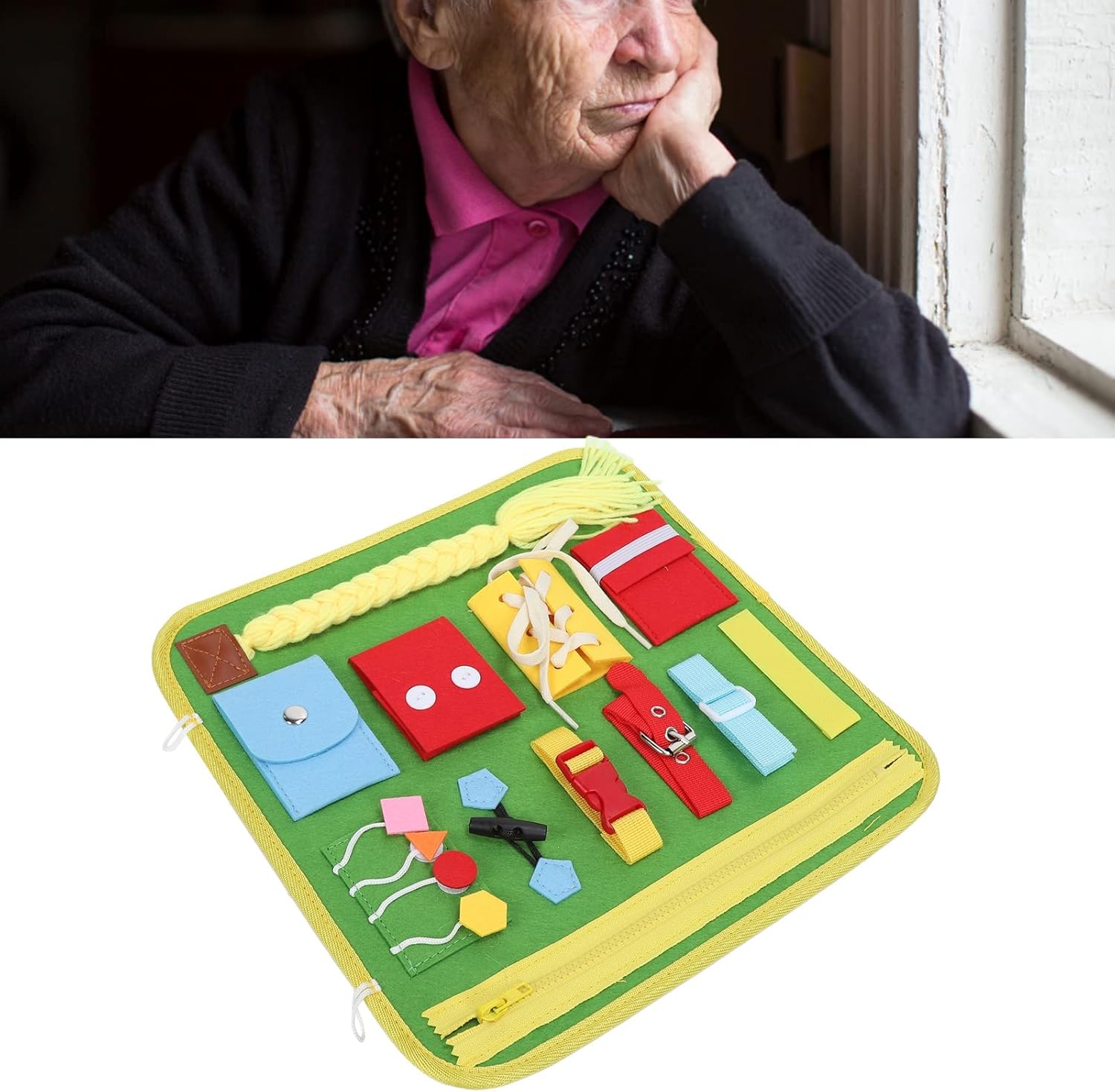 Fidget Blanket for Elderly,Dementia Alzheimers Products,Sensory Blanket Memory Loss Fidget Toys,Anxiety Relief Improves Mental Anxiety Sensory Blanket