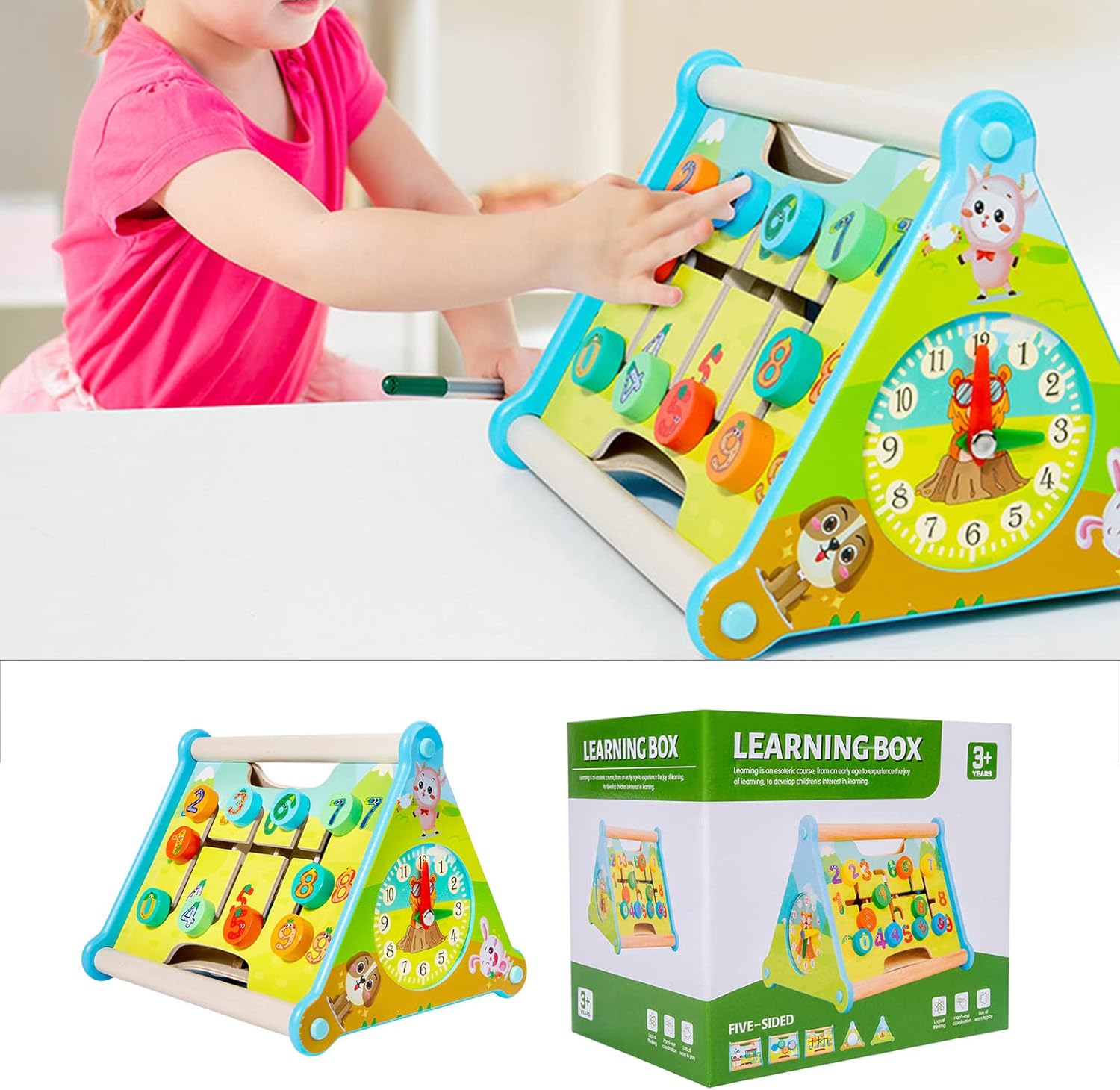 Montessori Toys Busy Triangle Clock Gear Learning Toy Activity Center Toddler Travel Toys Children Sensory Toys