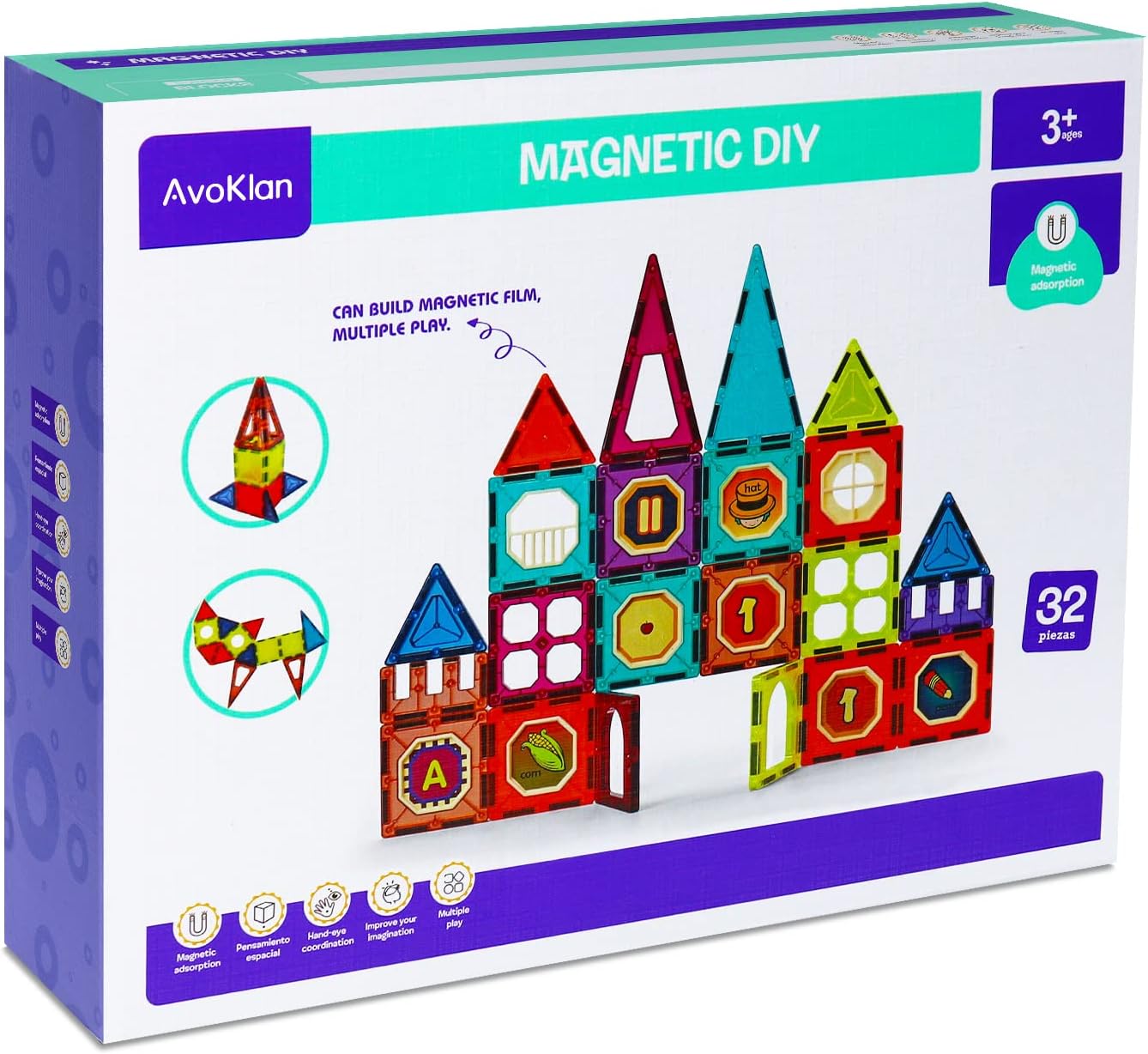 Fidtoy Magnetic Tiles Starter Set 32 Piece Building Toy
